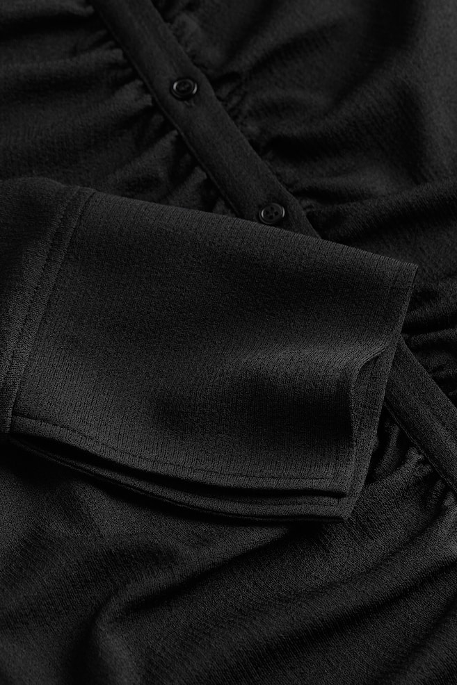 Draperet skjortekjole - Sort/Terrakotta - 5