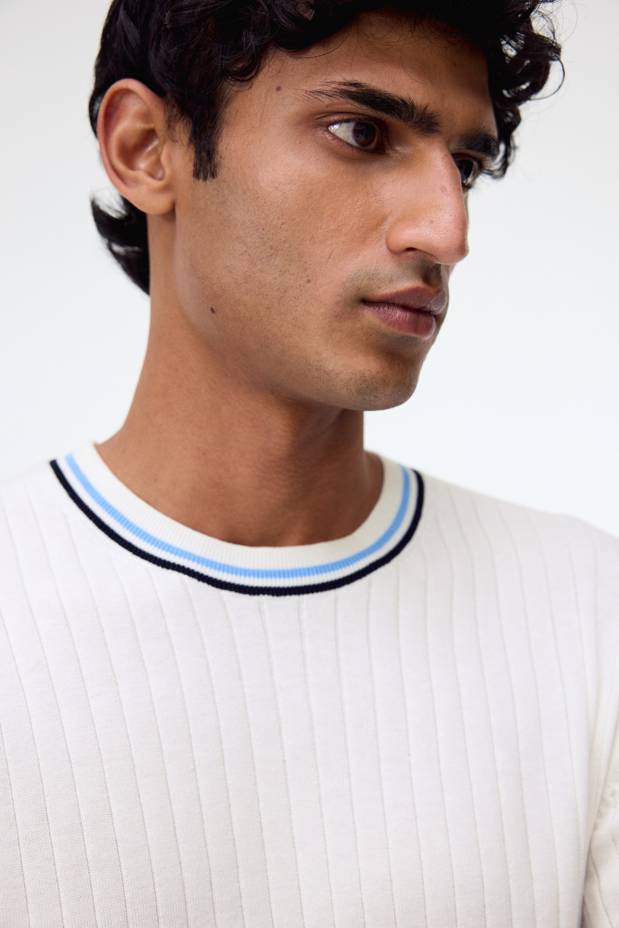 View larger image: Slim Fit Rib-knit T-shirt - White - Men | H&M IN 2