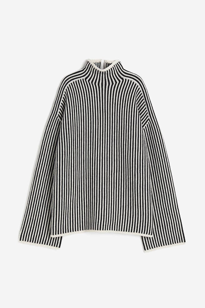 Oversized turtleneck jumper - White/Black striped/Black - 2