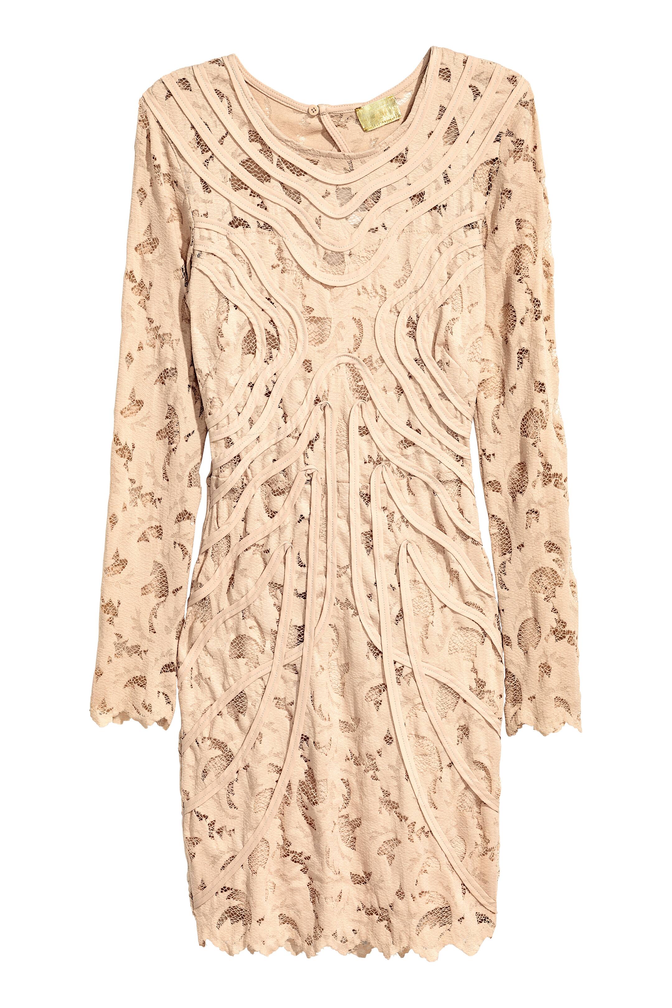 View larger image: Short lace dress - Light beige - Ladies | H&M GB 1