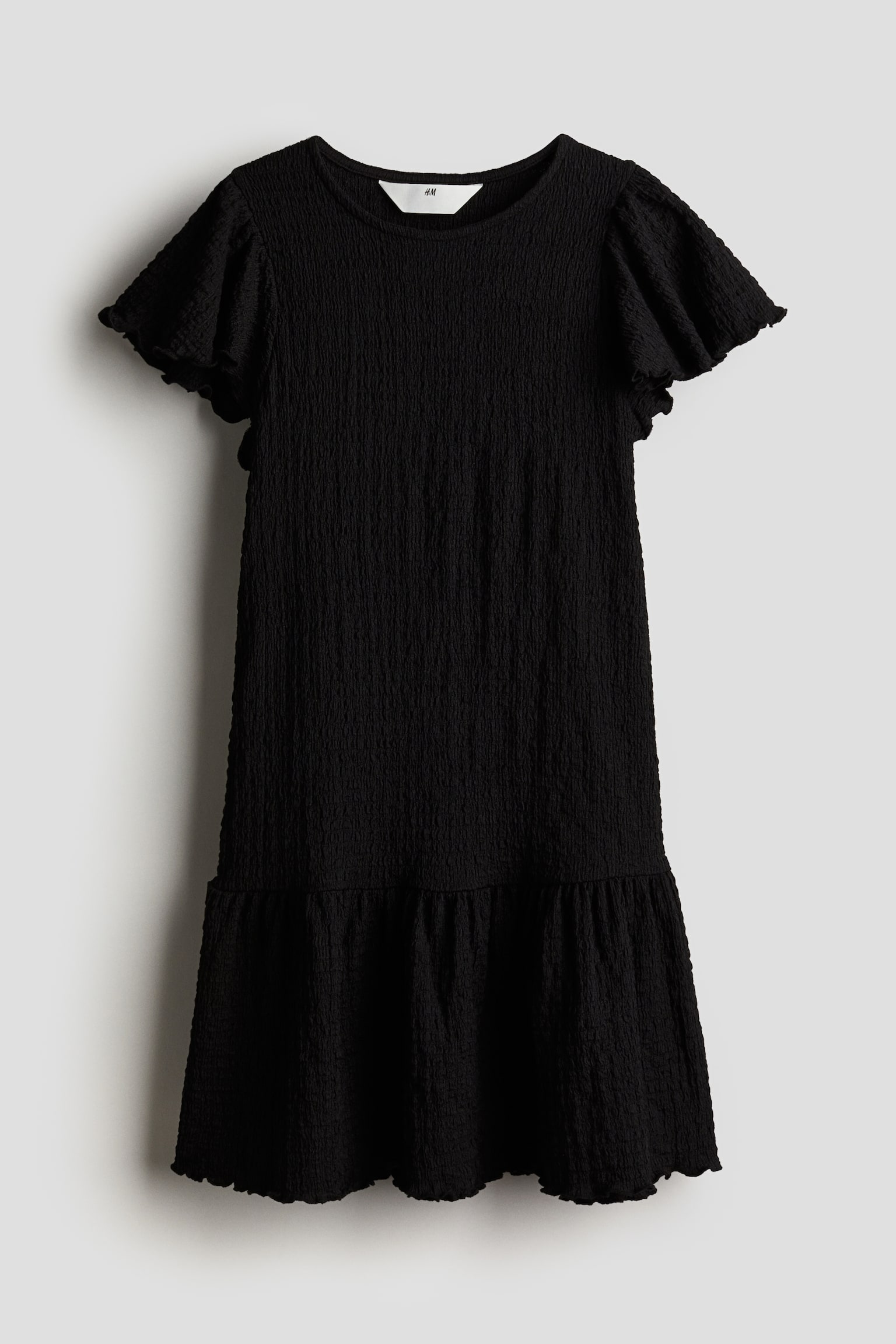 Flutter Sleeve Jersey Dress - Black - 1