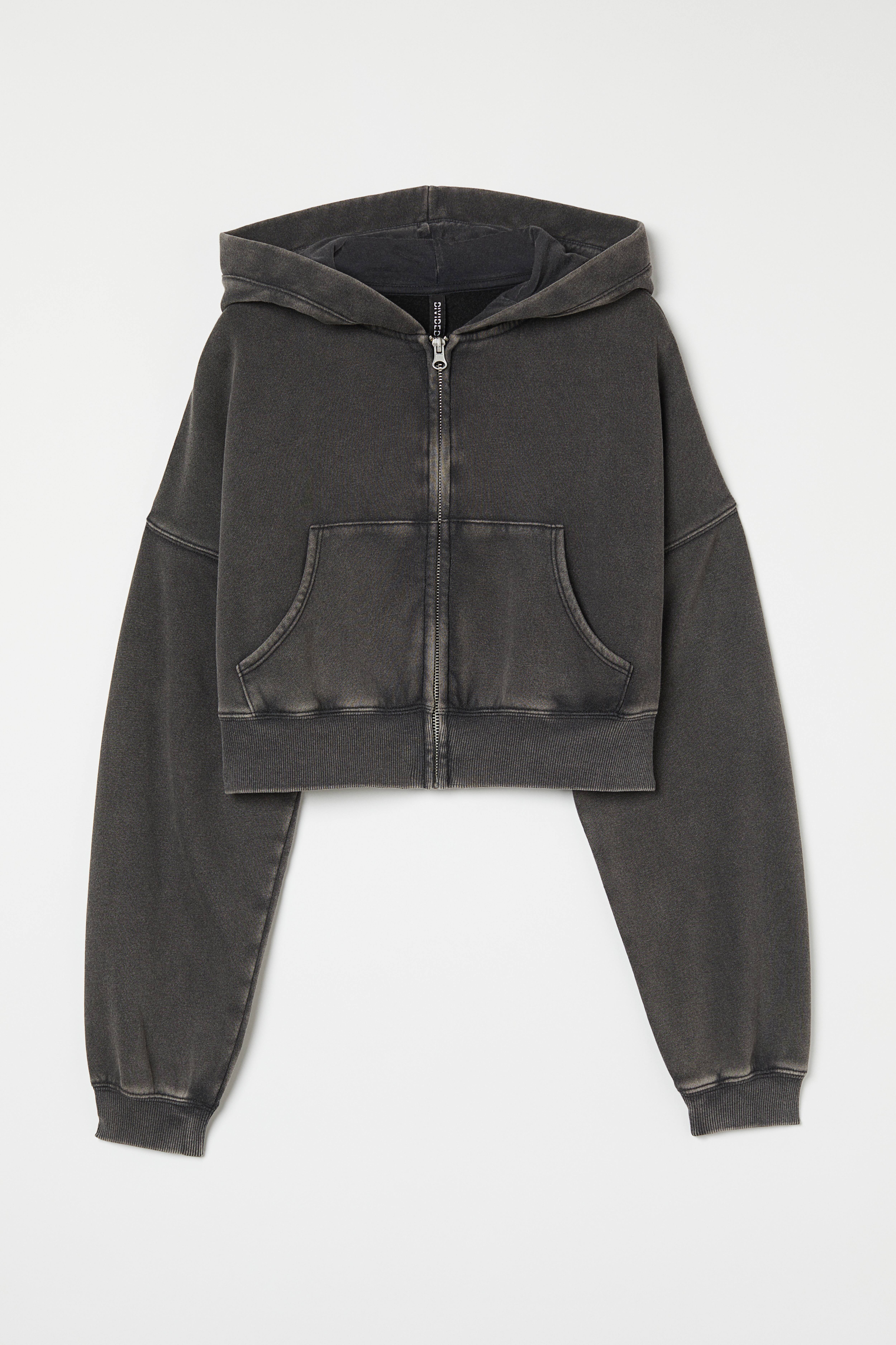 Cropped zip through hoodie