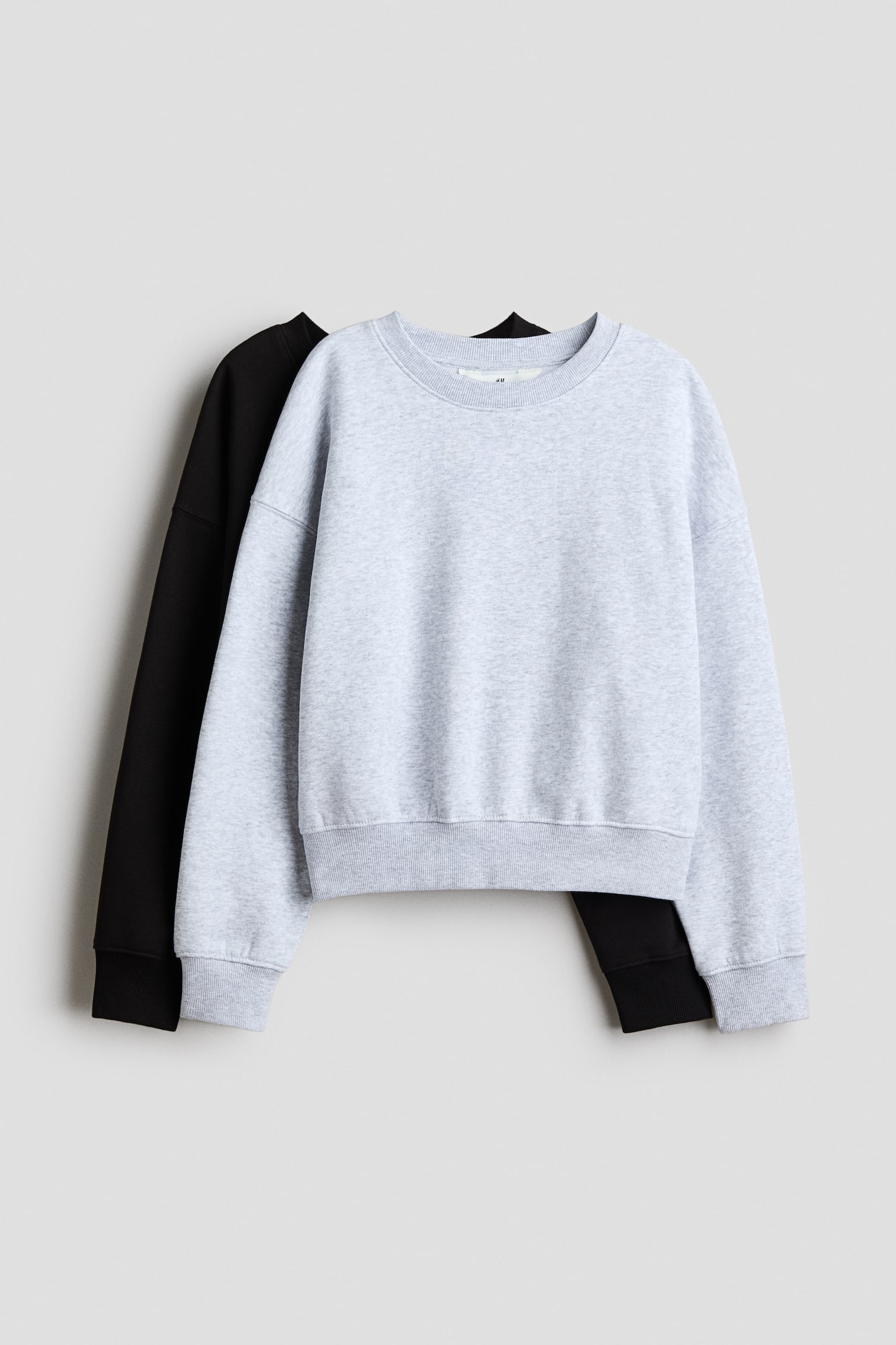 2-pack brushed-inside sweatshirts - Light grey/Black/Brown/White/Dusty pink/Leopard print