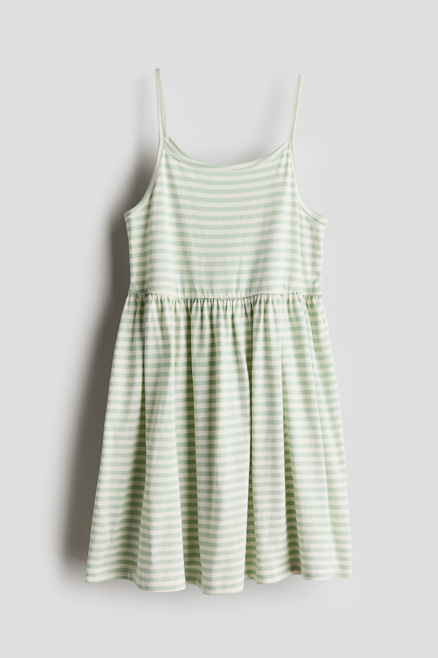 Cotton jersey strappy dress - Light green/Striped/Dark red/Striped/Pink - 1