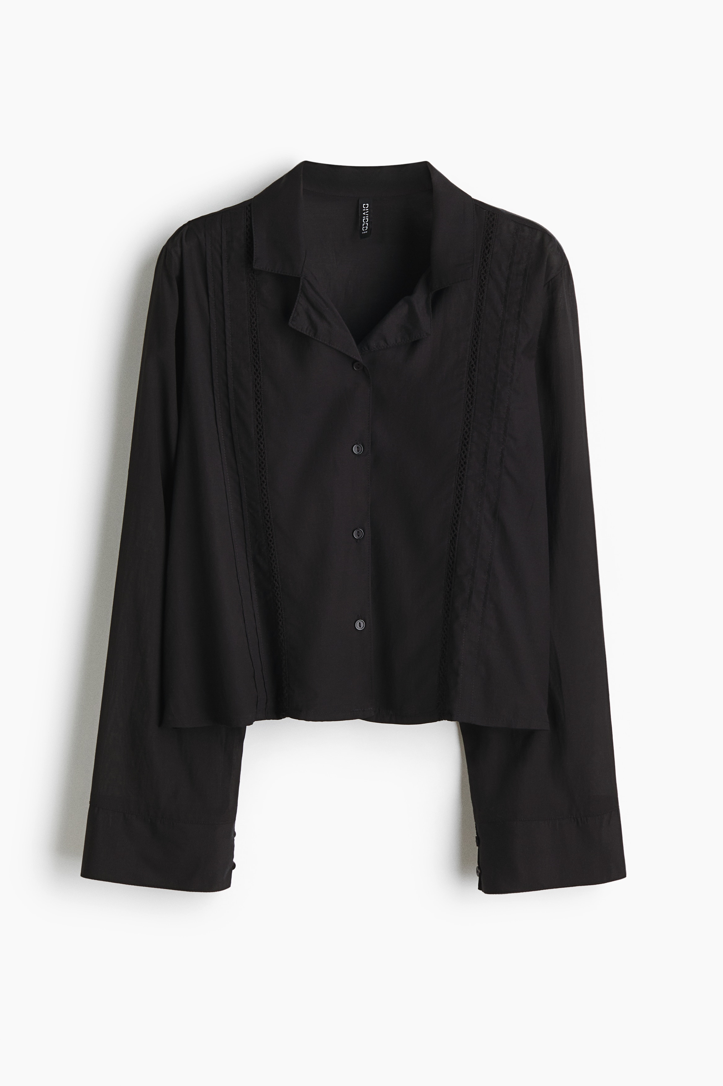 Chemise de pyjama avec plis nervure - Noir