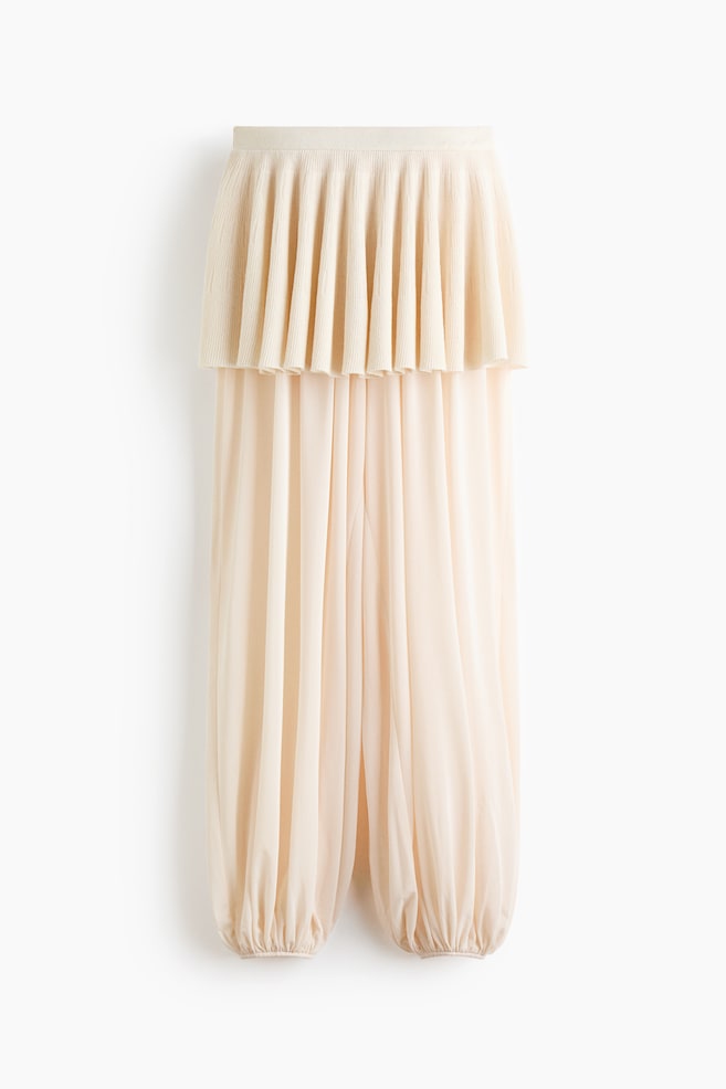 Mesh Pants with Layered Skirt - Light beige - 1