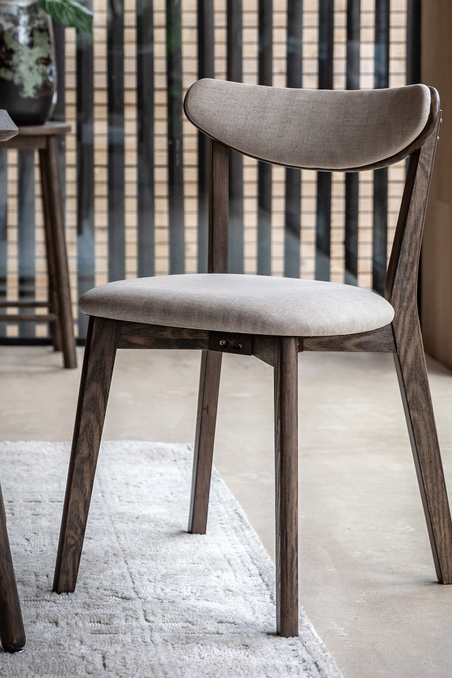 Set Of 2 Upholstered Dining Chairs - Dark Wood/Natural