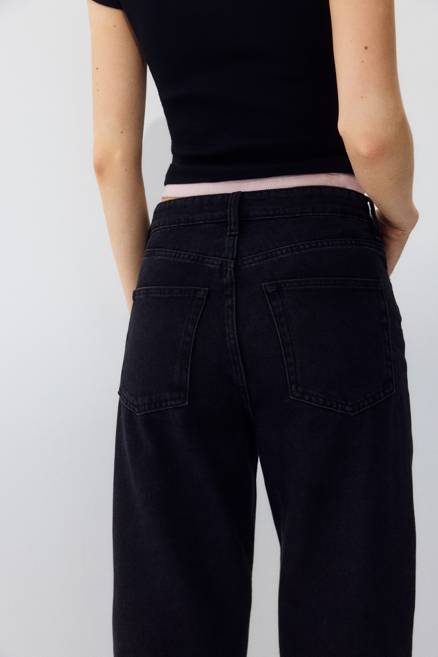 Straight High Jeans - Czarny/Biały/Ciemnoniebieski denim - 3