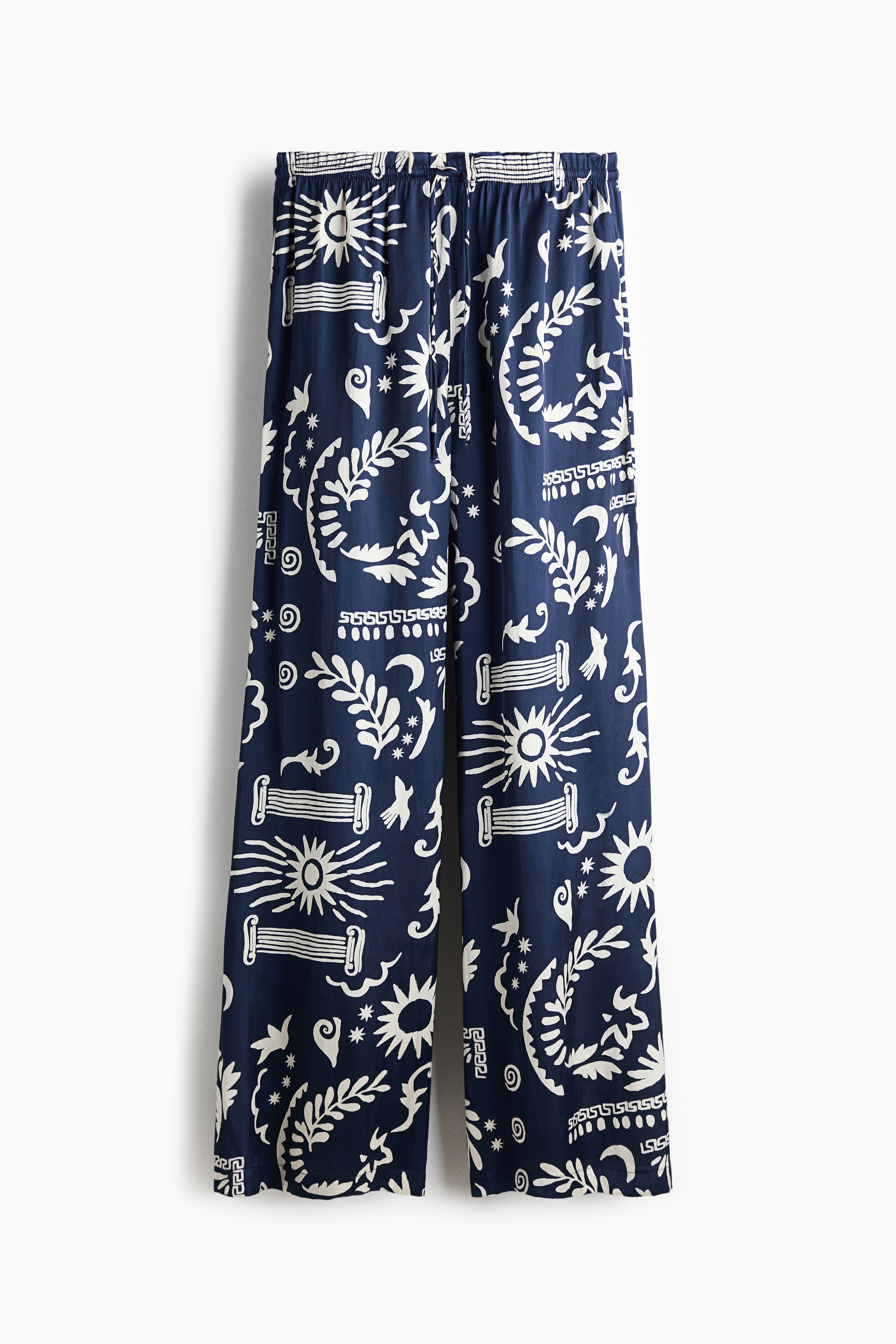 Pantalón de satén con cordón de ajuste - Azul marino/Estampado/Negro/Verde caqui oscuro