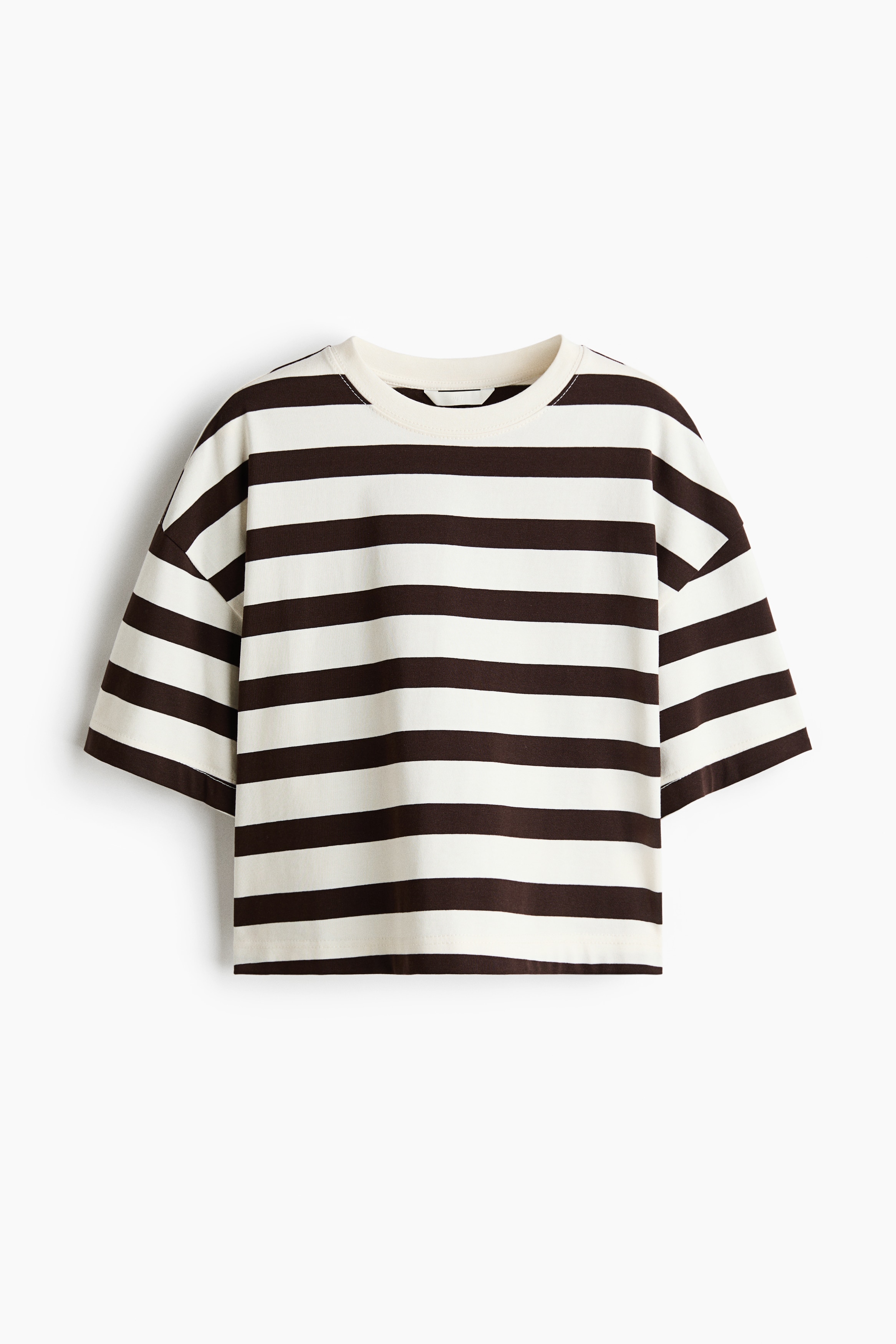 Boxy T-shirt - White/Dark brown striped/Black/Cream/Striped/White/Cream/White/Grey/Blue-grey