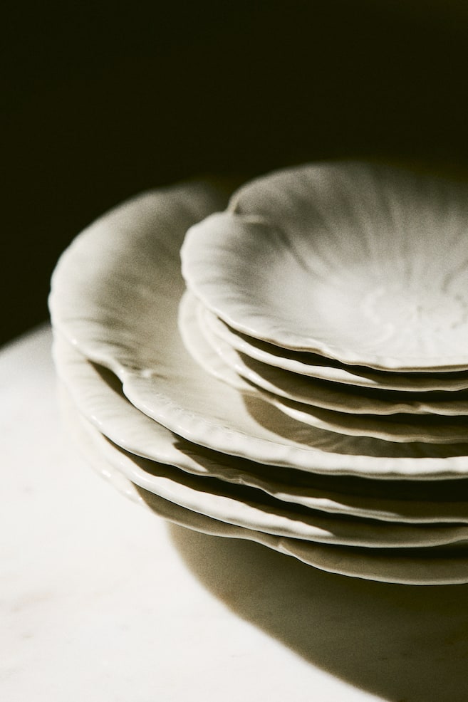 Stoneware serving plate - White - 2