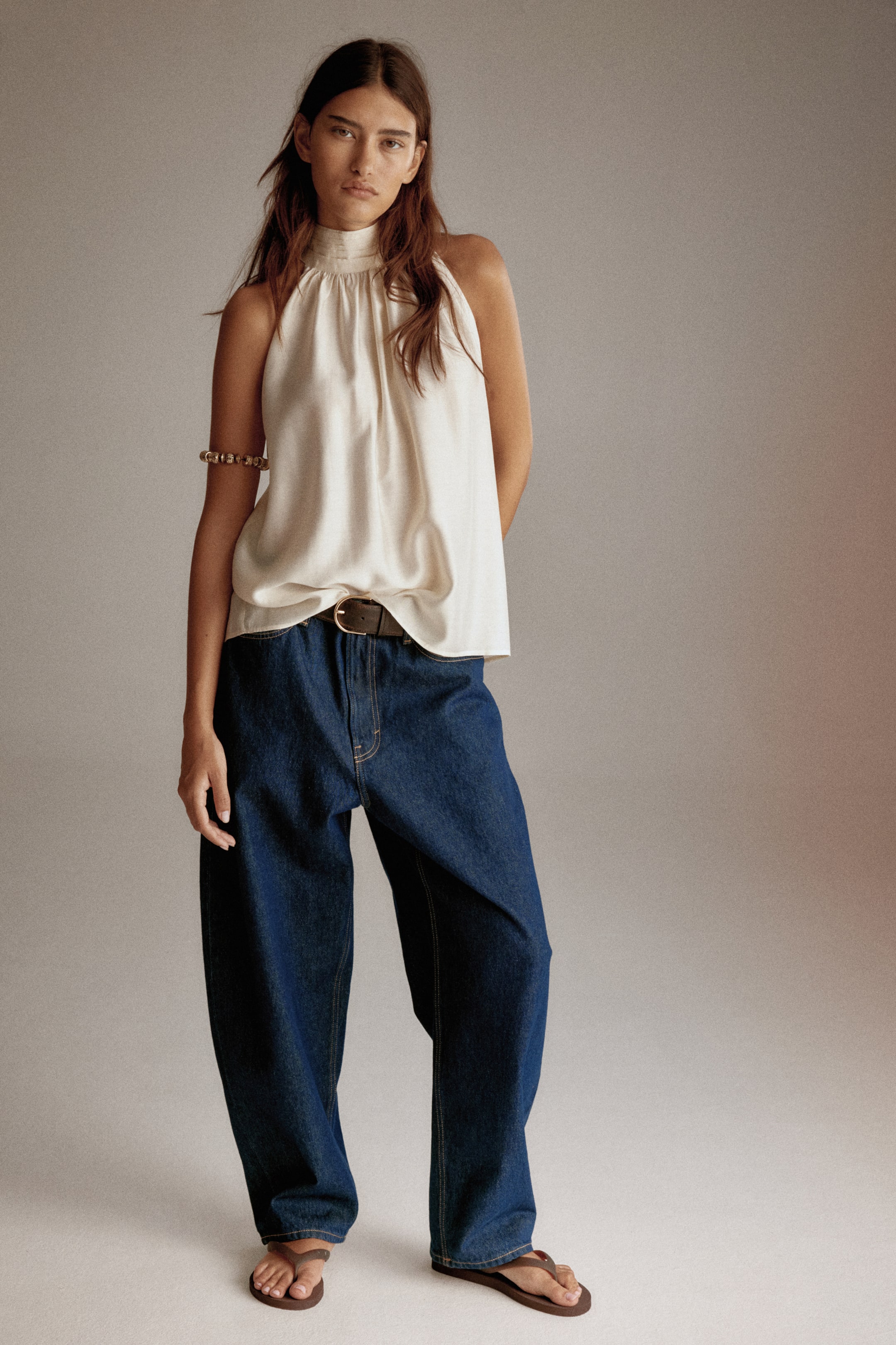 View larger image: Draped-collar top - Cream - Ladies | H&M IN 3