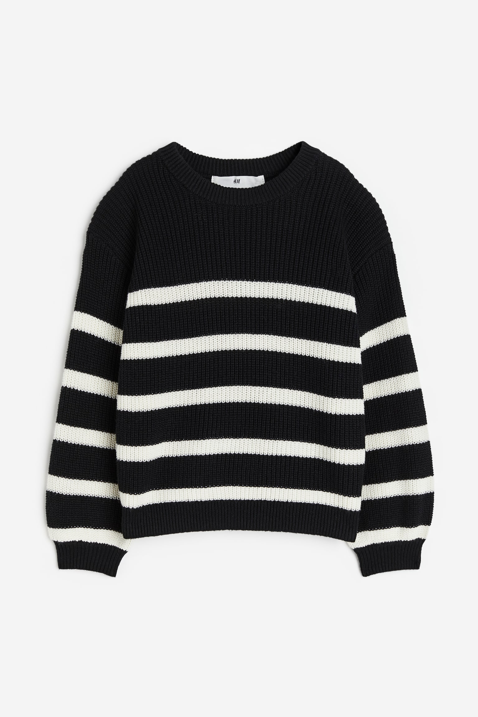 Textured Knit Sweater - Black/Stripe/Pink/Stripe/White/Black stripe - 1