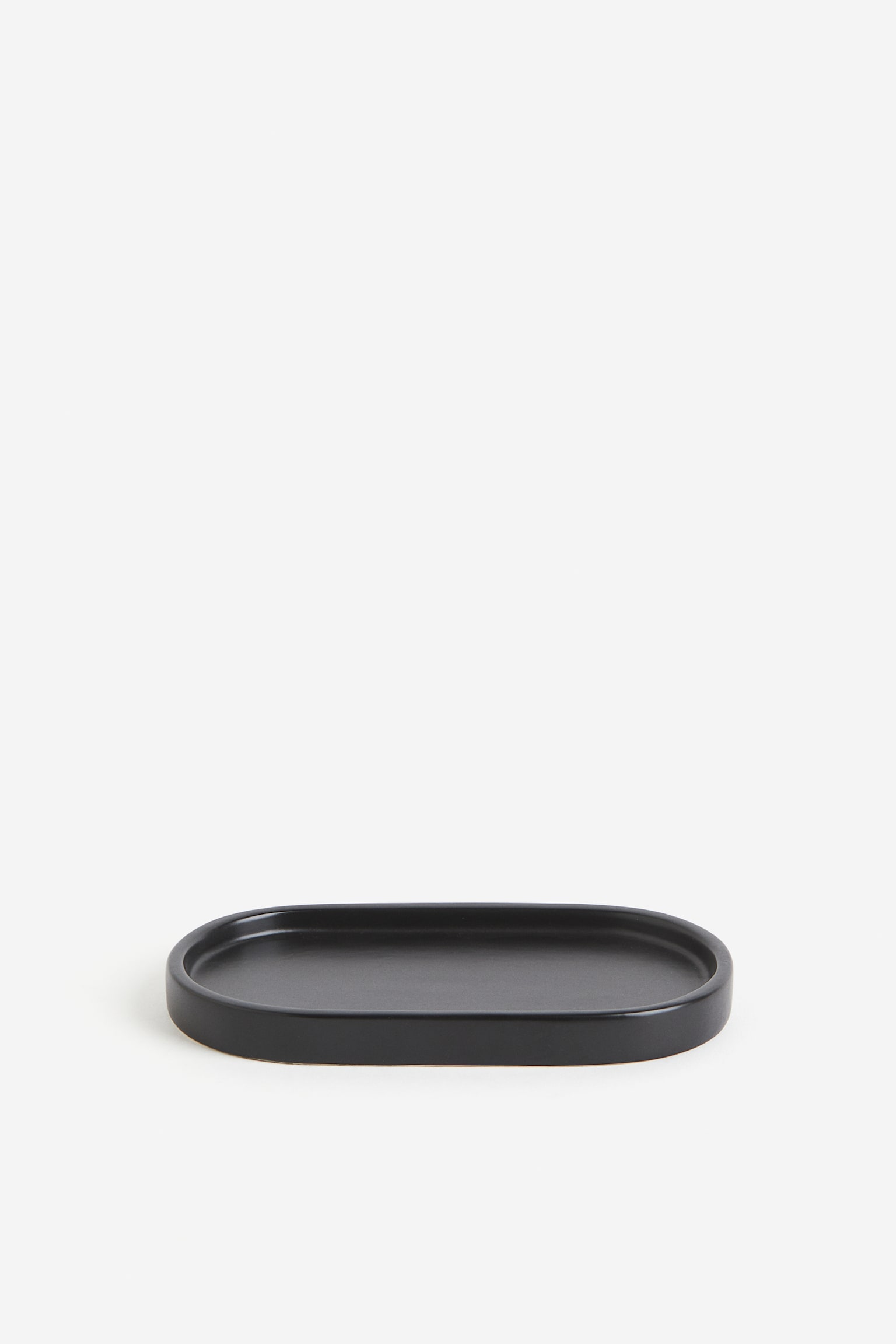 Stoneware tray - Black/Light beige