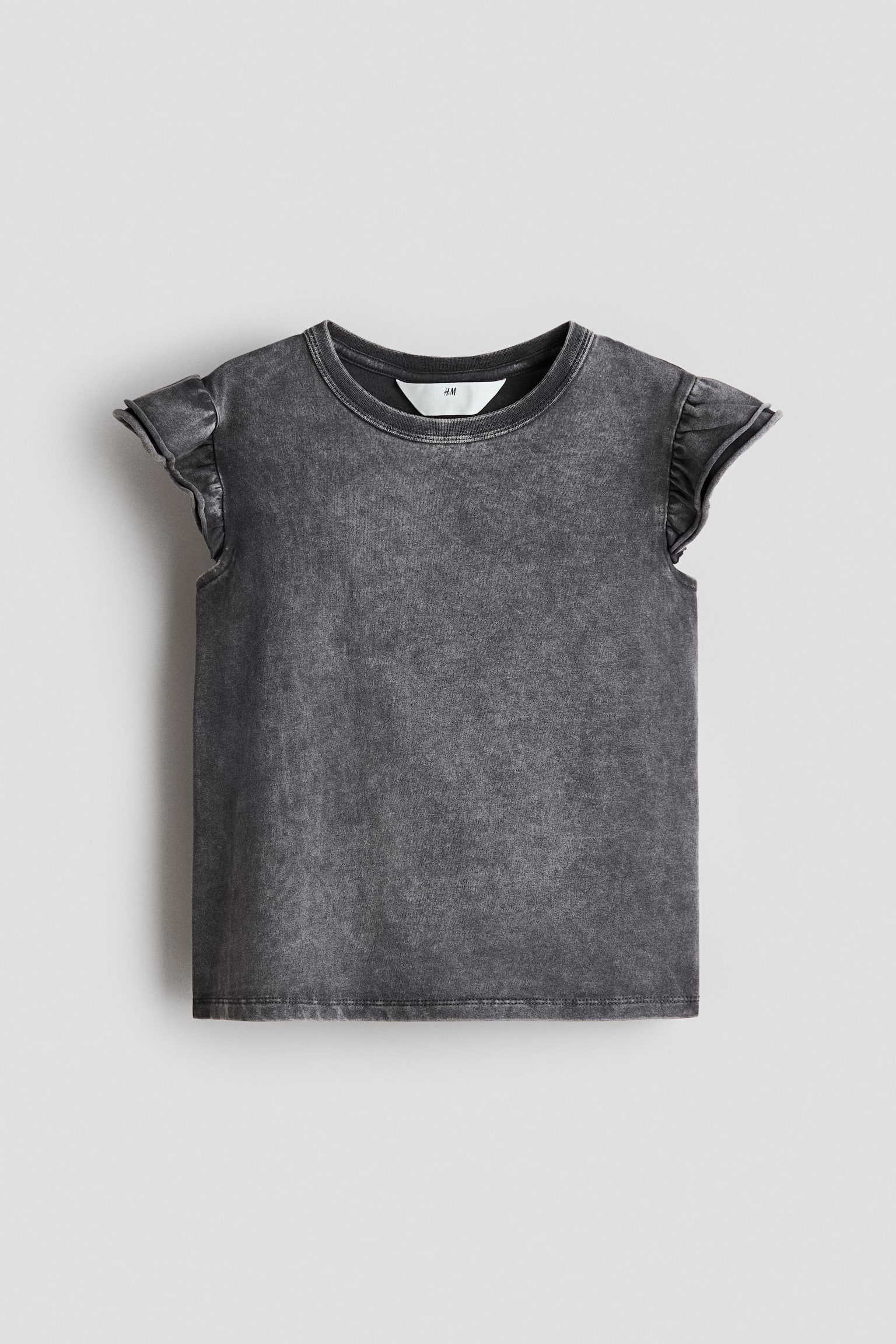 Top con manga circular - Gris jaspeado/Verde claro