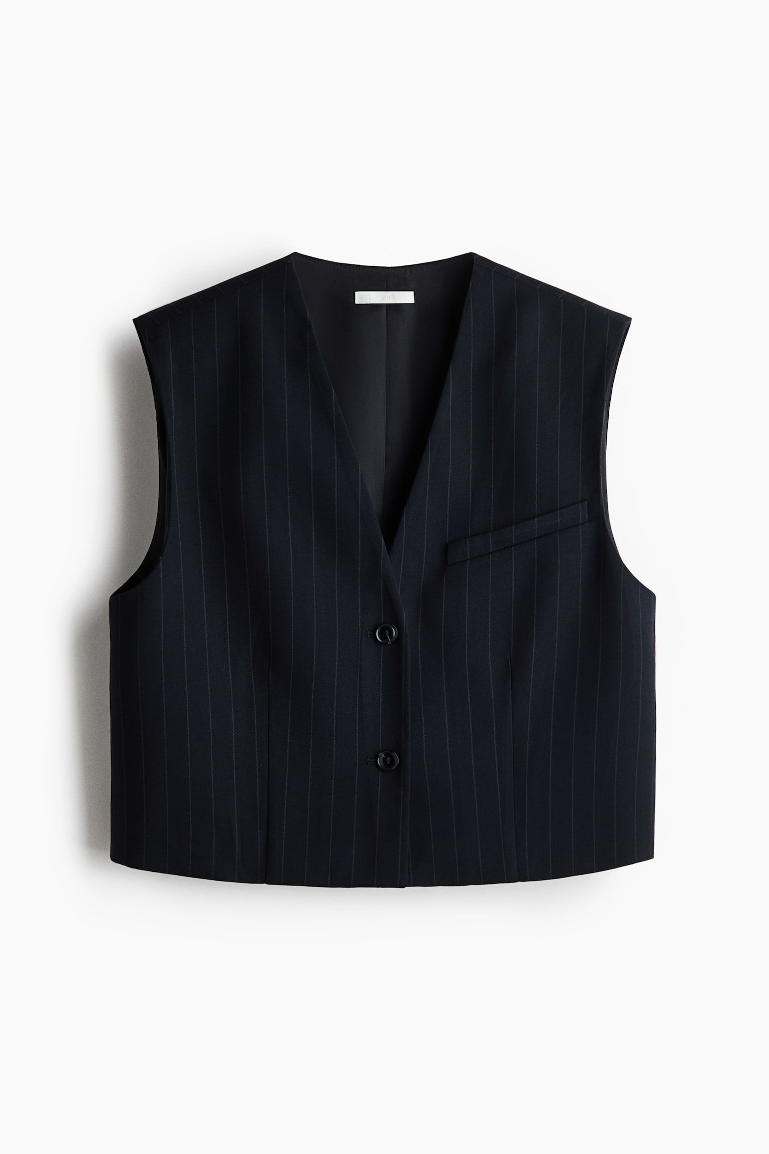 Женский жилет H&M Cropped Twill Vest, цвет: Тёмно-синий — фото 1