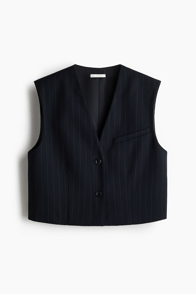 Cropped Twill Vest - Navy blue/pinstriped - 1