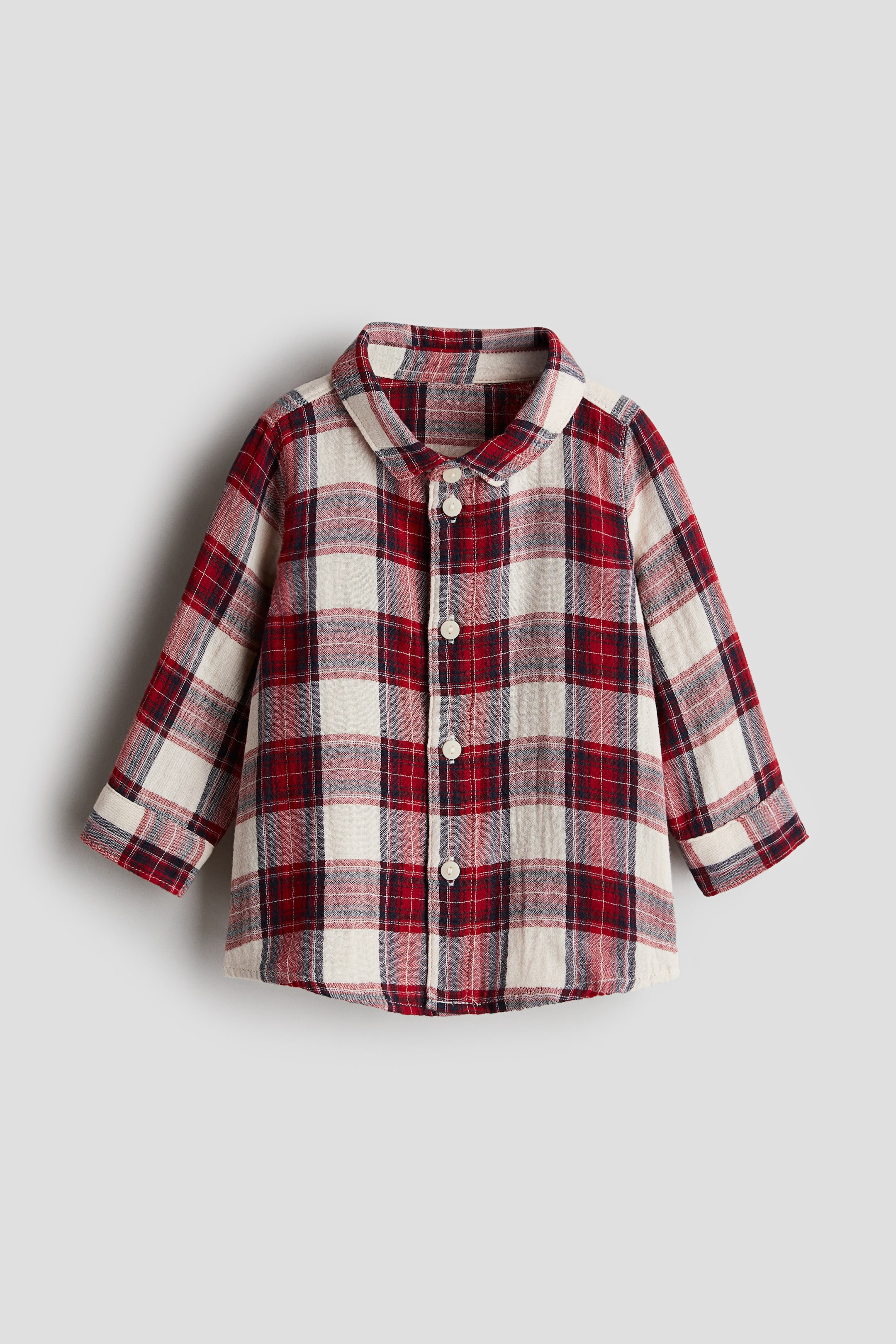 Cotton muslin shirt - Red/Checked - Kids | H&M GB 1