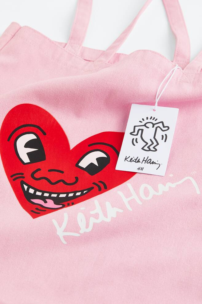 Shopper med motiv foran - Lys rosa/Keith Haring - 3