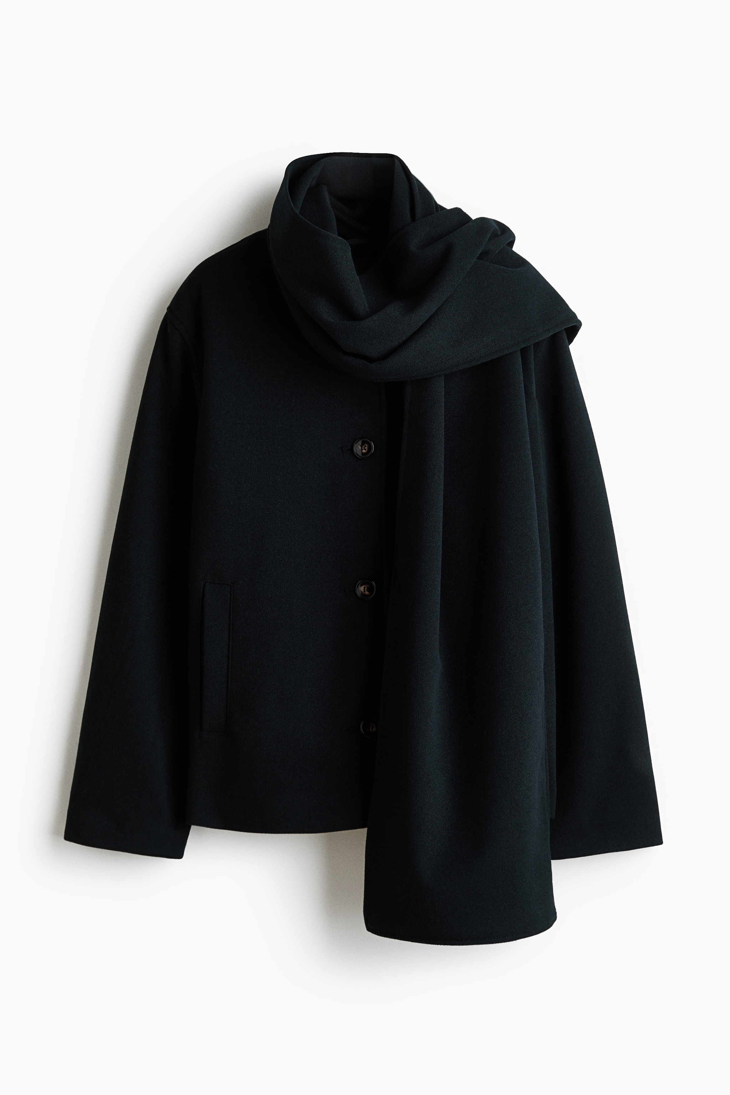 Scarf-detail jacket - Black/Dark mole/Burgundy