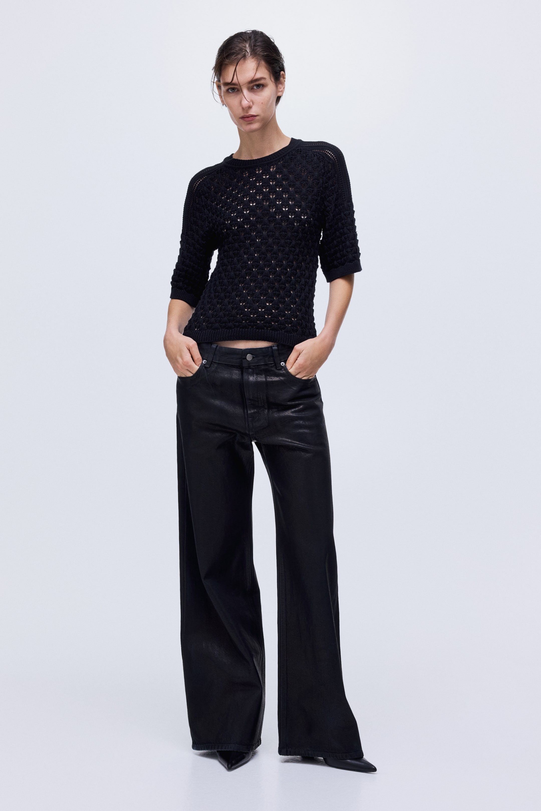 T-shirt en tricot pointelle