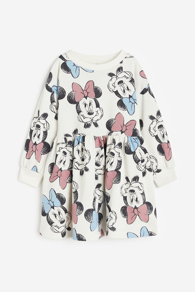 Printed sweatshirt dress - White/Minnie Mouse/Light pink/Care Bears - 1
