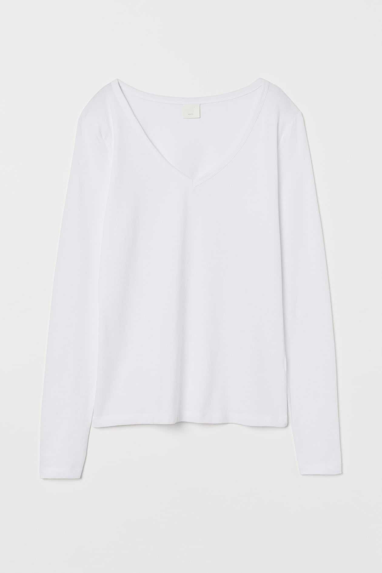 V-neck top - Deep neckline - Long sleeve - White - Ladies | H&M GB