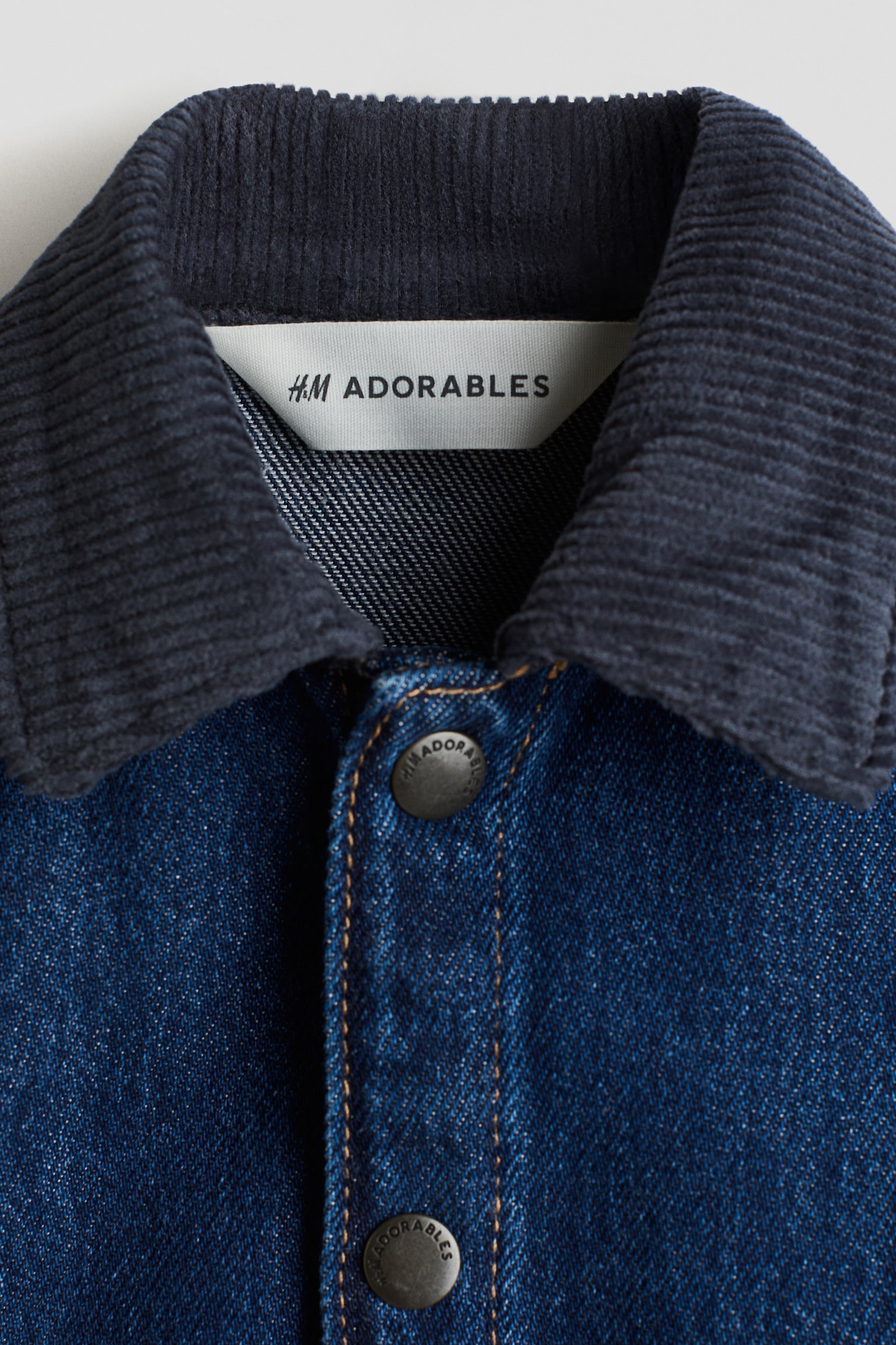 Детская куртка H&M Denim Jacket with Corduroy Collar, цвет: Тёмный джинсовый синий — фото 6