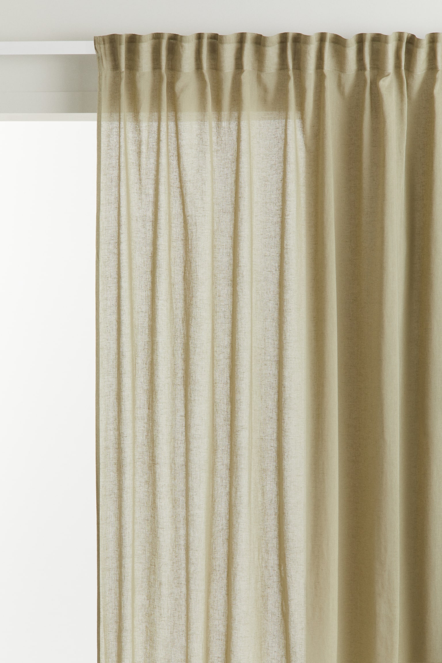 1-pack wide linen-blend curtain length - Light khaki green/White/Light beige/Light greige/Yellow/Greige - 1