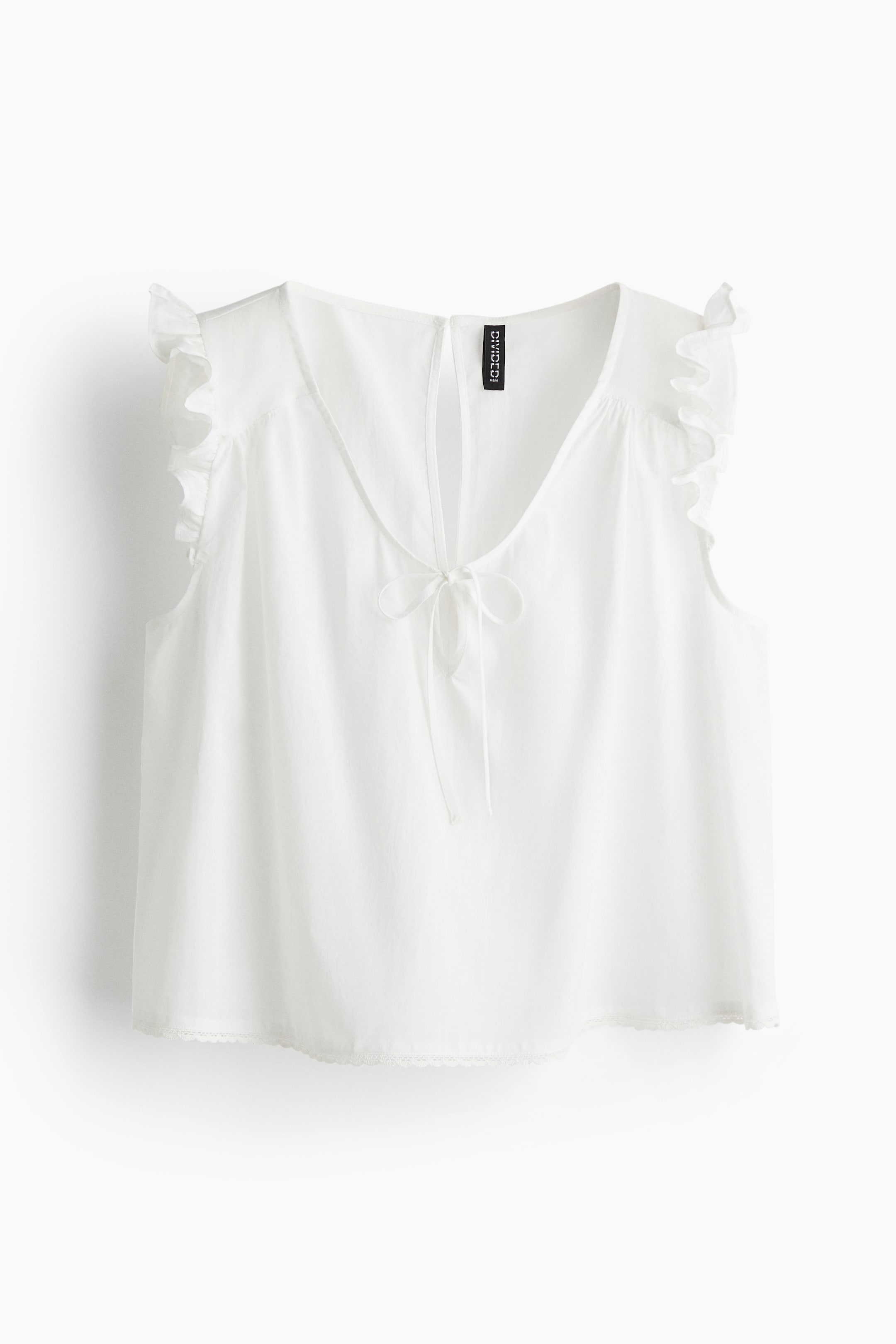 Xem ảnh lớn hơn: Áo cotton viền diềm nhún - Màu trắng - Ladies | H&M VN 6