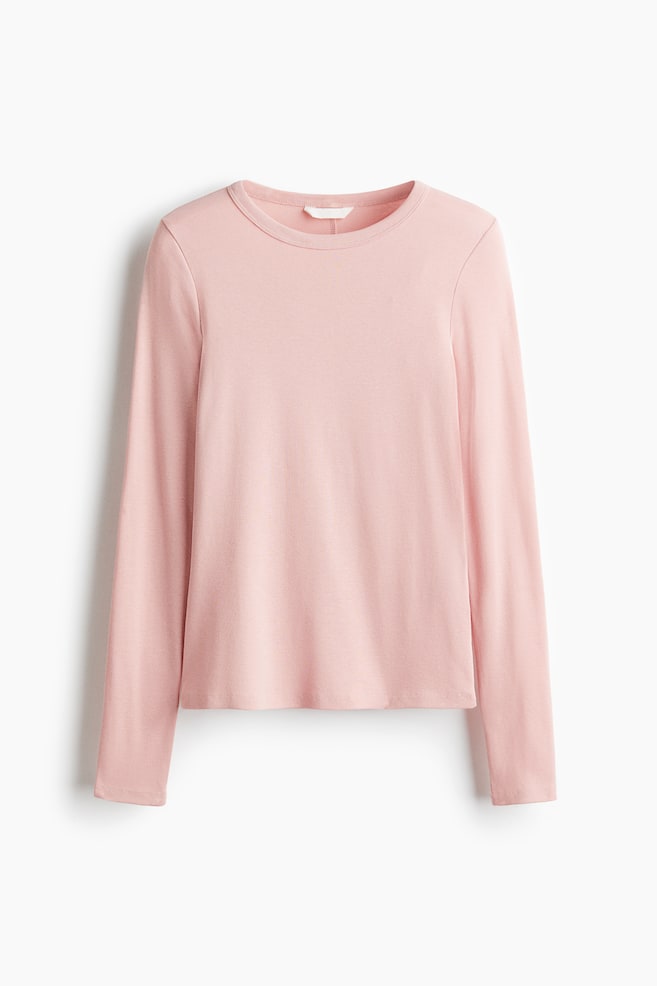 Long-sleeved jersey top - Light pink/Dark mole/Black/White/White/Light yellow/Dark brown - 1