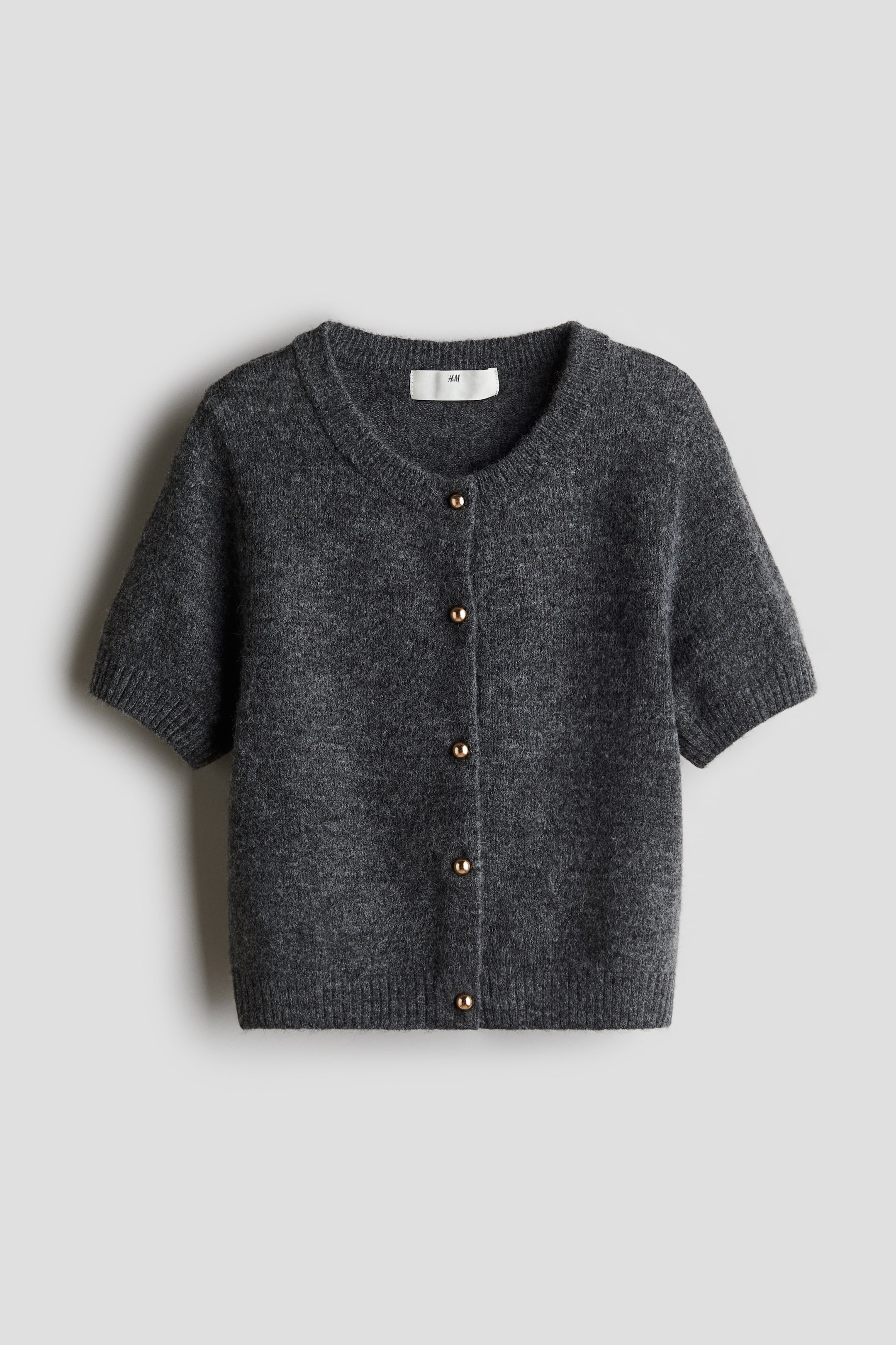 Short-Sleeved Fine-Knit Cardigan