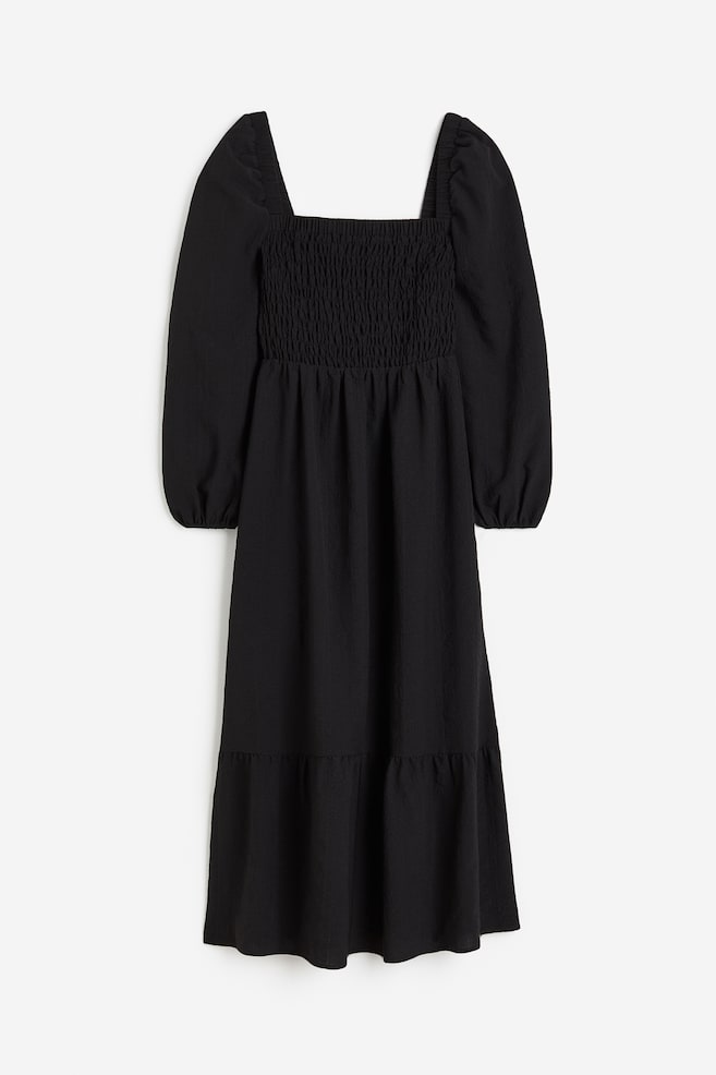 Marszczona sukienka z krepy - Czarny - 2