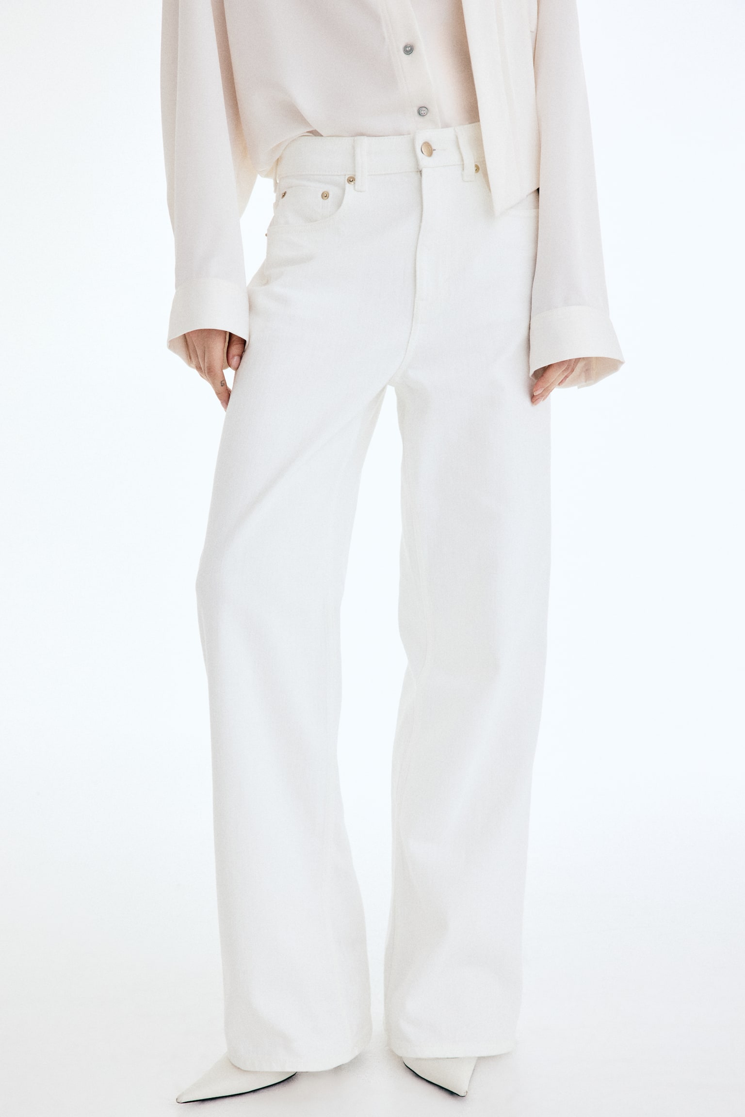 Wide High Jeans - Bílá/Světlý denim blue/Denim blue/Sepraná černá/Tmavě zelená/Denim blue - 6