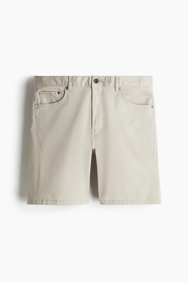 5-pocketshort van keper Regular Fit - Lichtbeige/Zwart/Zwart - 1