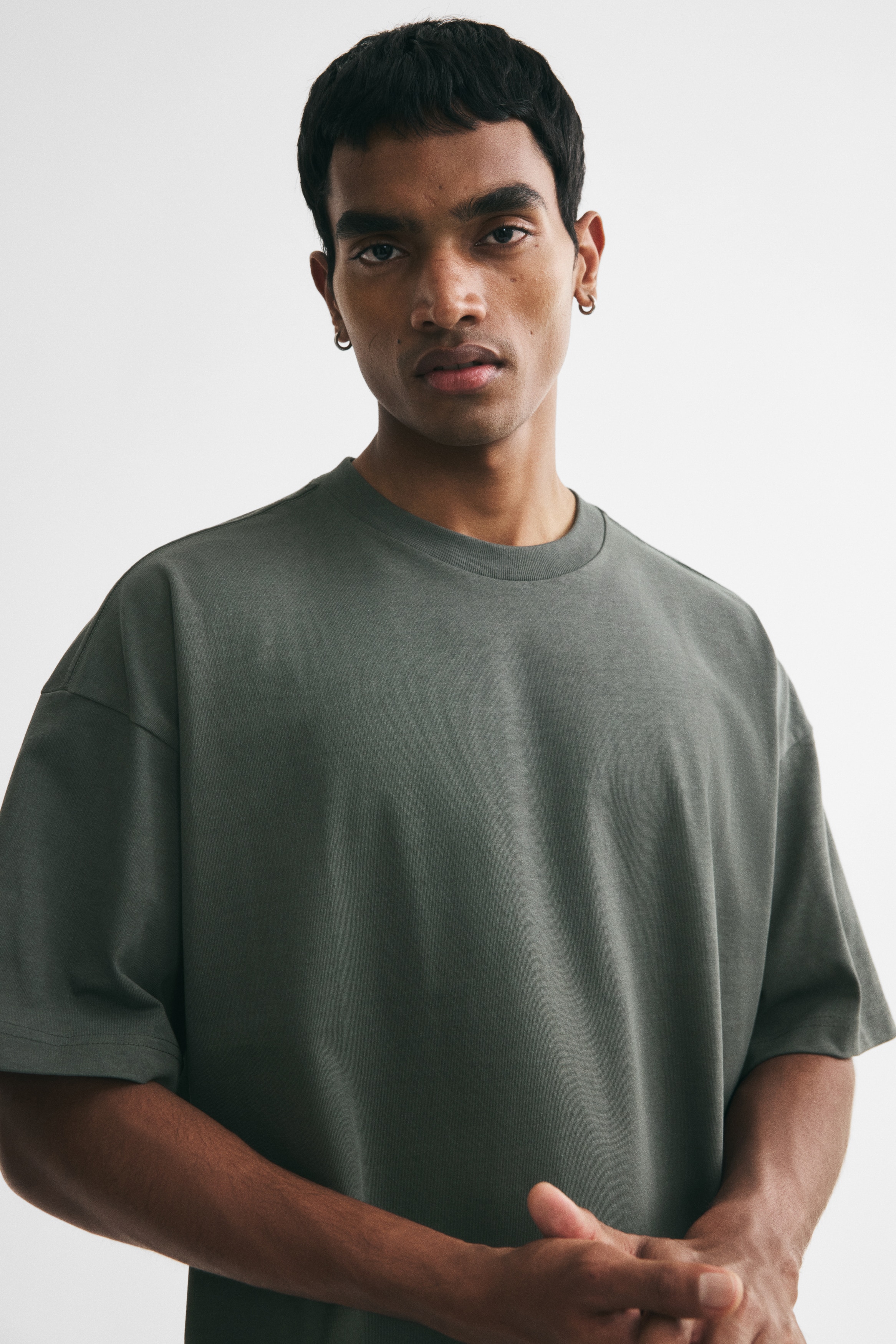 Men's Dark khaki green Oversized Cotton T-Shirt | H&M US