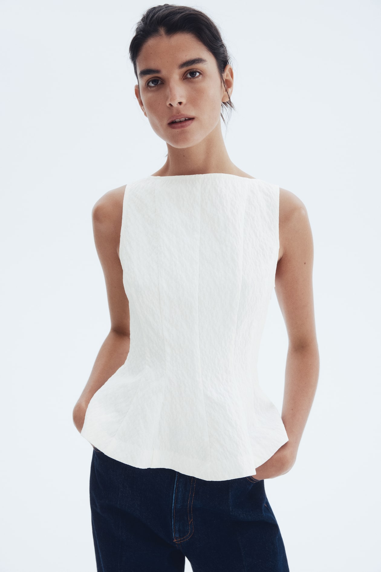 Vuelo Blusa Blanca Peplum Top Con Peplum Blanco Ladies H&M MX