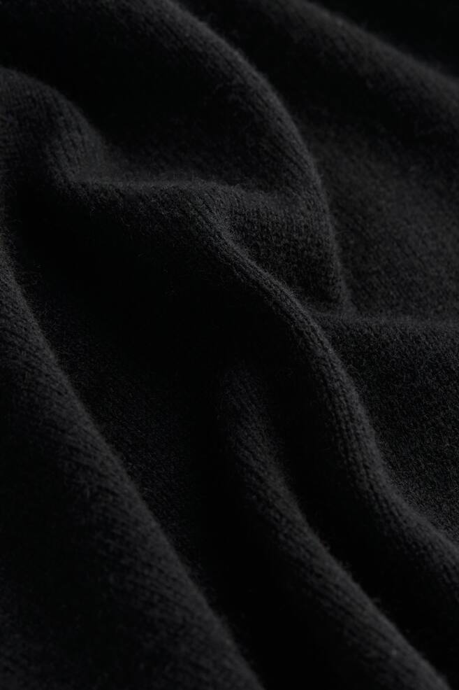 Cashmere polo-neck top - Black/Light grey marl - 6