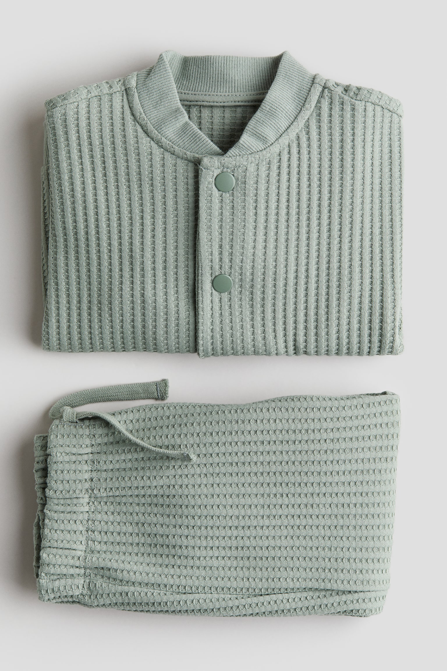 2-piece waffled jersey set - Light dusty green/Dark grey - 2