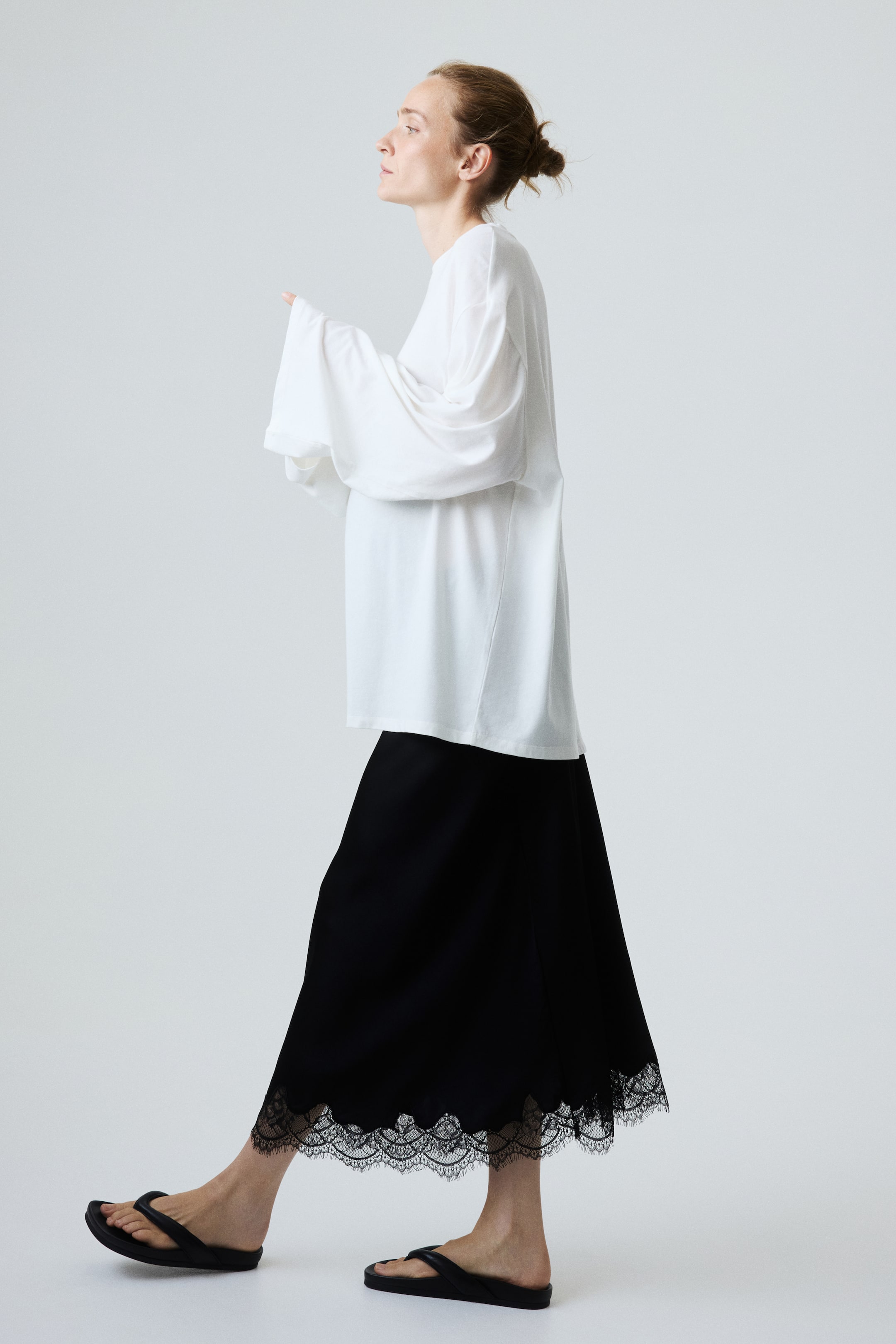 MAMA Lace-Trimmed Slip Skirt
