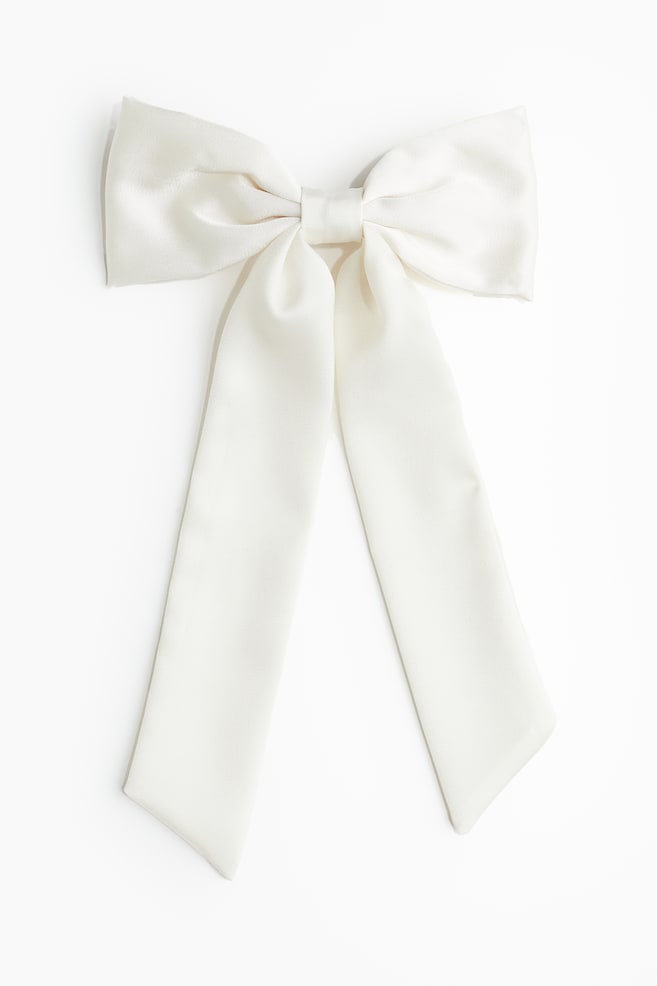 Hair Clip with Bow - White - 1