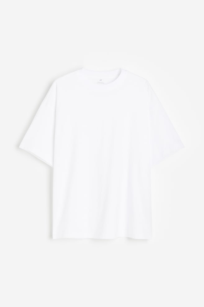 T-shirt Oversized Fit - Biały/Czarny/Beżowy - 2
