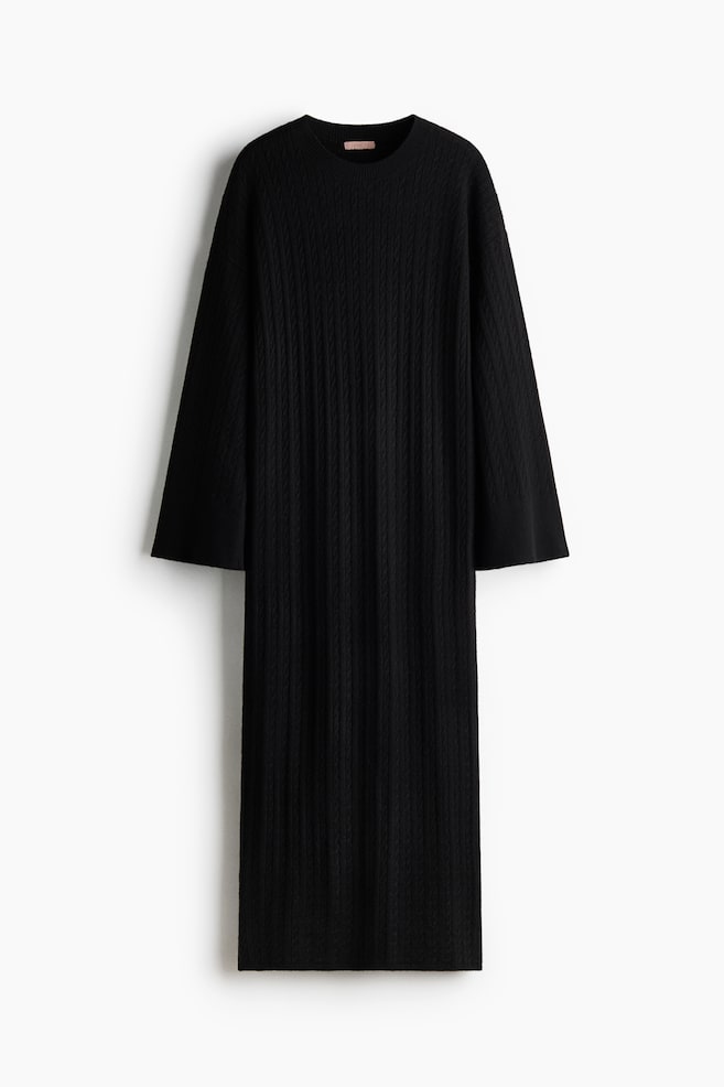 Cable-knit dress - Black/Cream/Dark grey marl - 1