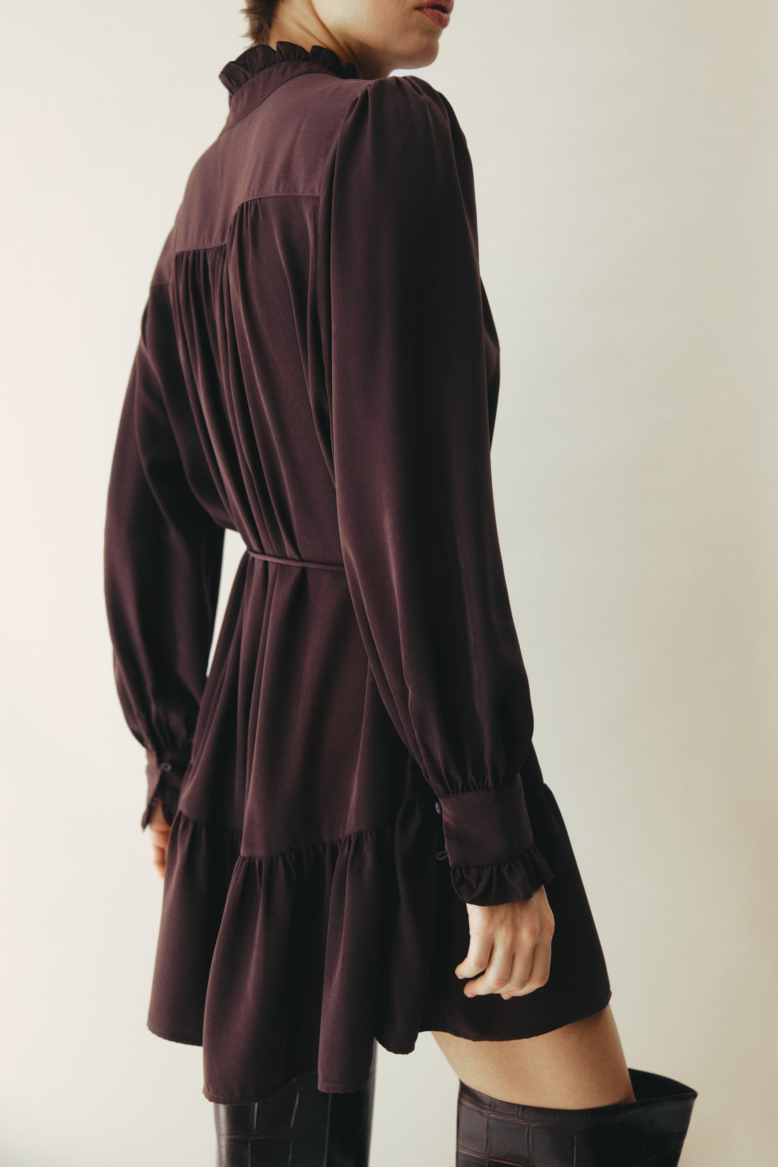 Frill-trimmed dress - Dark brown/Black/Spotted - 6