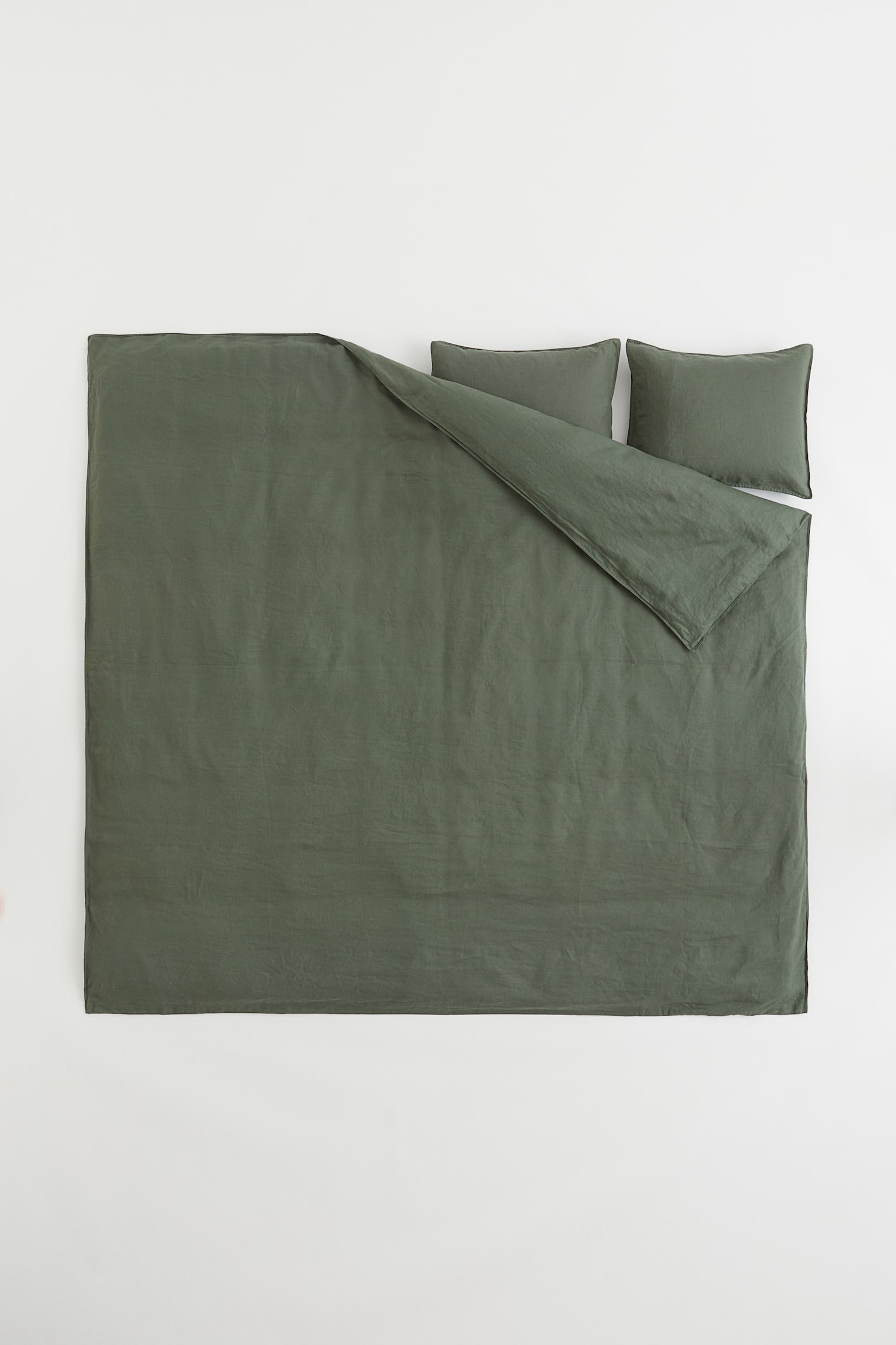 Linen double/king duvet cover set - Dark khaki green/Beige/Light grey/Sage green/White - 2