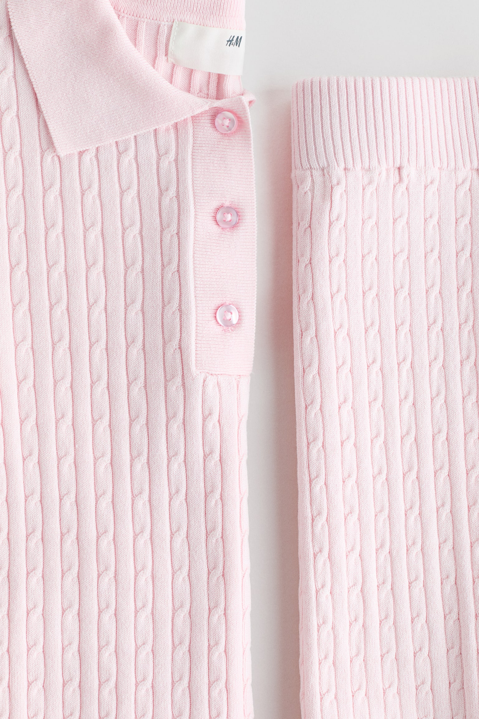 2-piece cable-knit set - Light pink/Light blue - 2