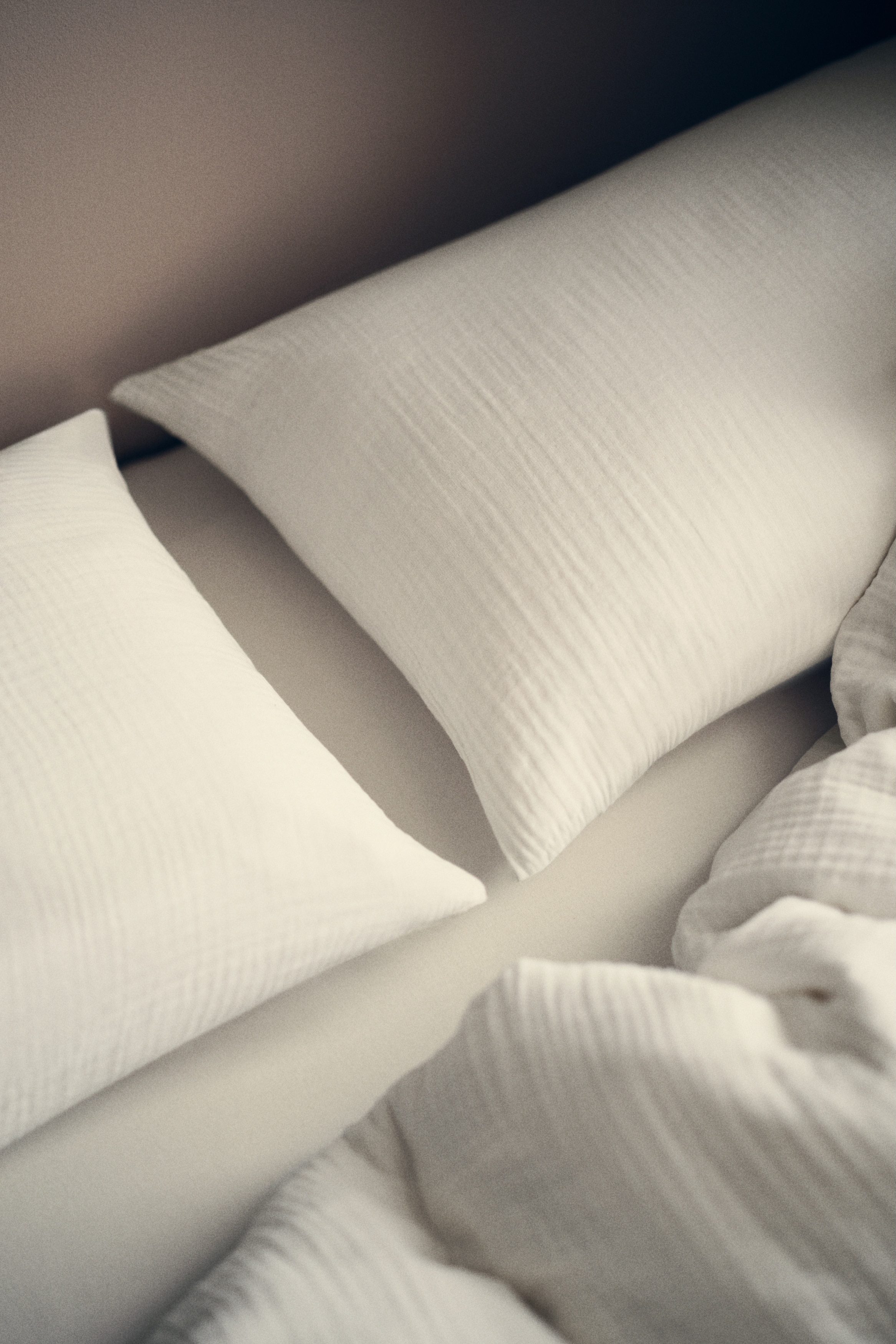 Cotton muslin pillowcase - 화이트/라이트 베이지/라이트 토프/라이트 블루/라이트 더스티 그린/라이트 핑크/라이트 핑크/다크 베이지