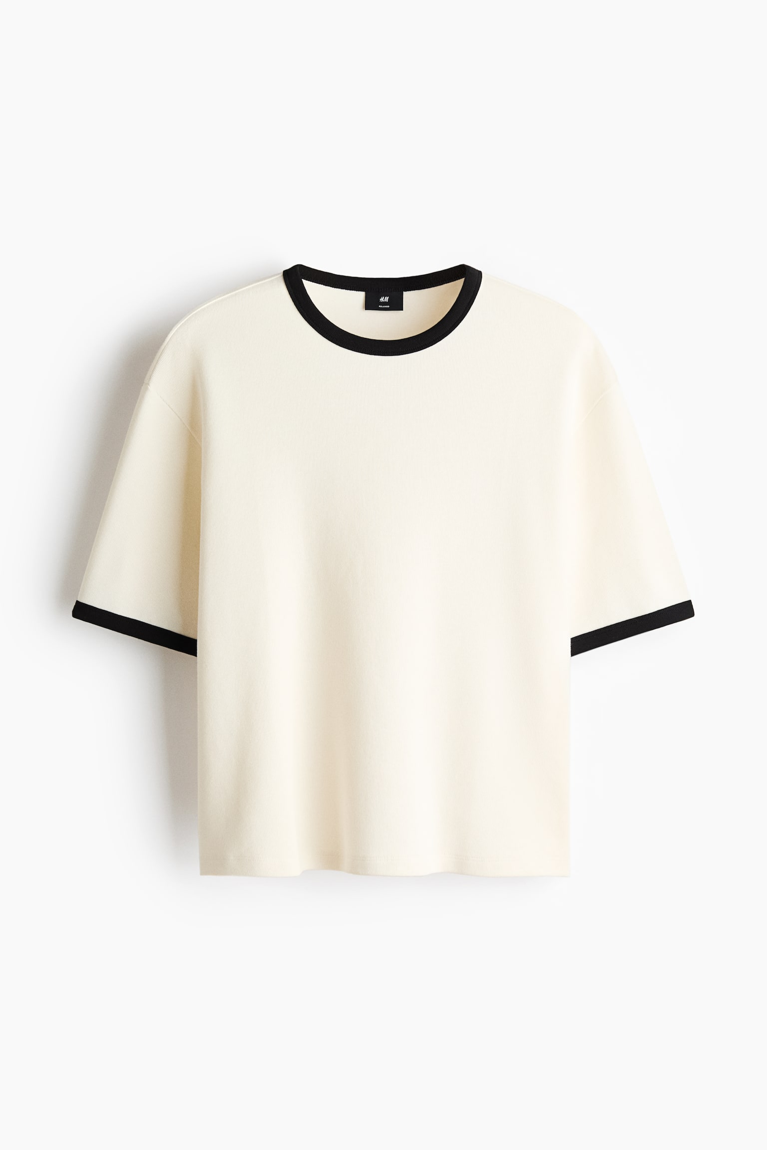 Boxy T-shirt i bomuld Relaxed Fit - Creme/Sort/Marineblå/Brun - 1