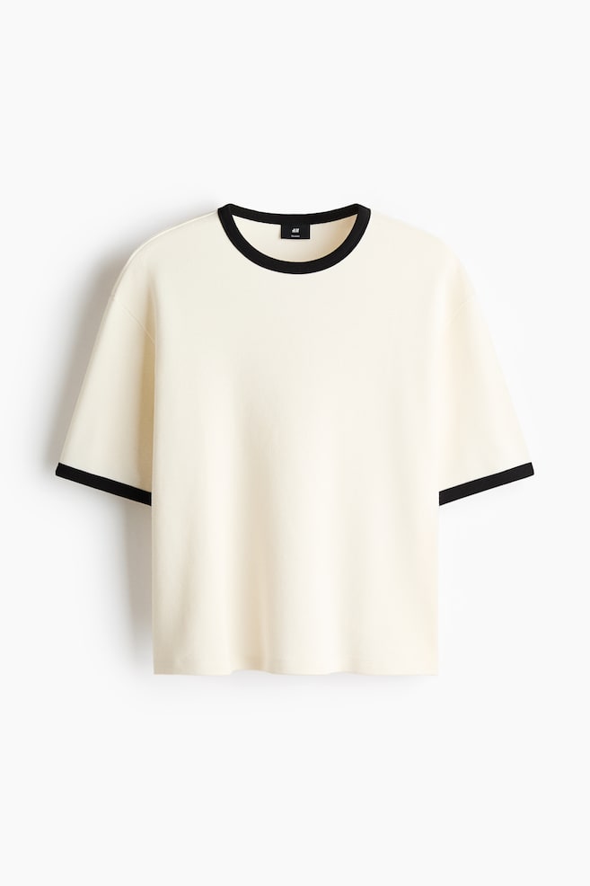 Kastiges Baumwoll-T-Shirt in Relaxed Fit - Cremefarben/Schwarz/Braun/Marineblau - 1