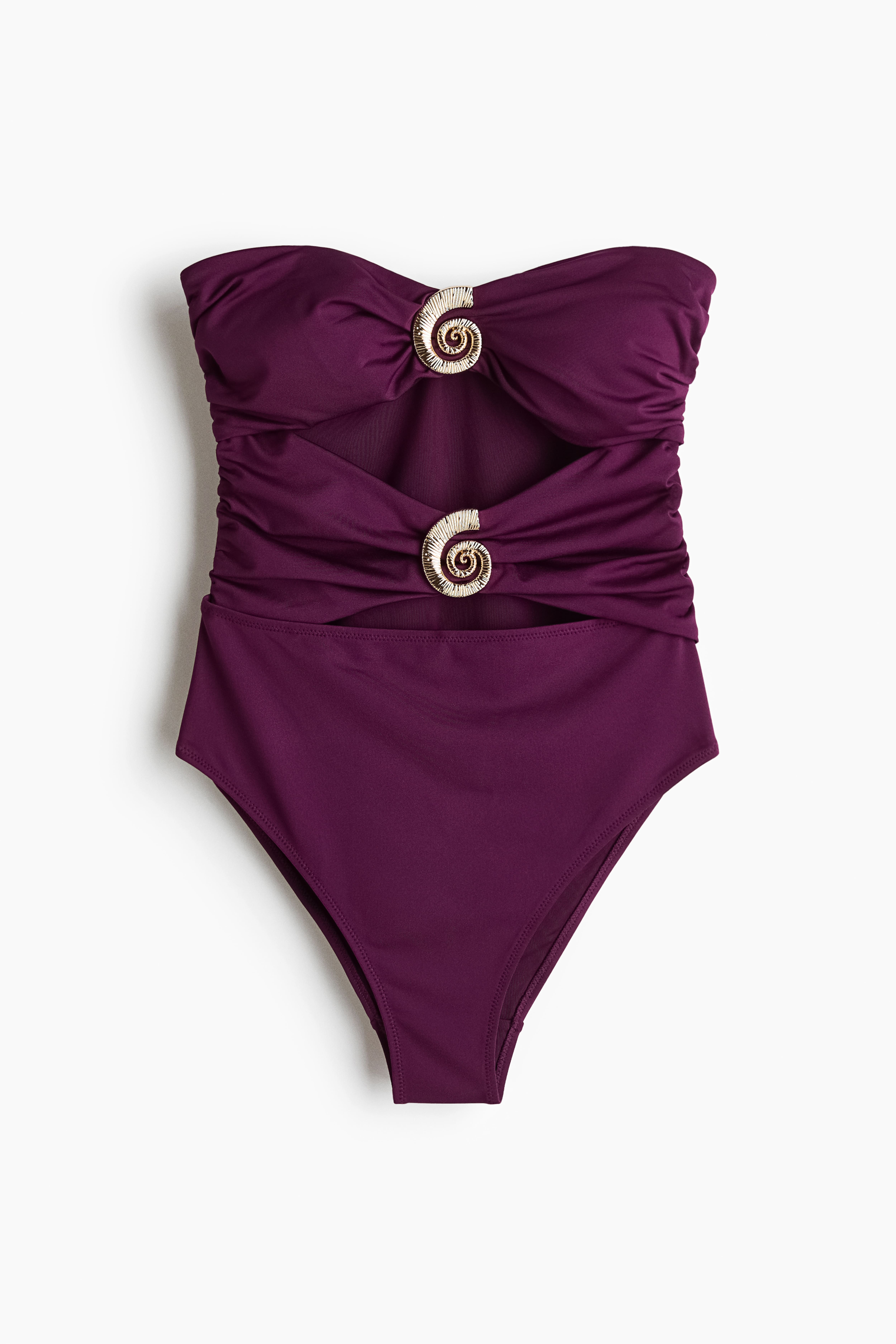 Padded-Cup High-Leg Bandeau Swimsuit